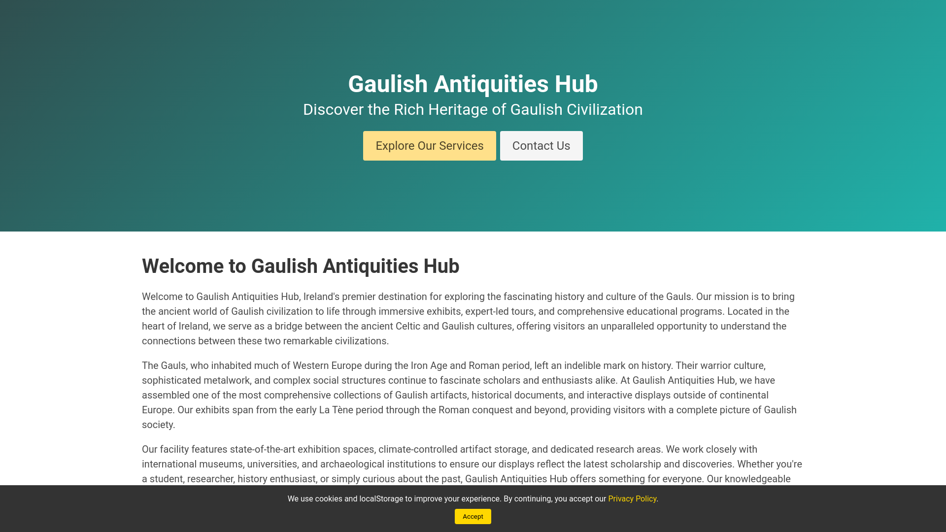 website screenshot of https://discovergallmuseum.site/