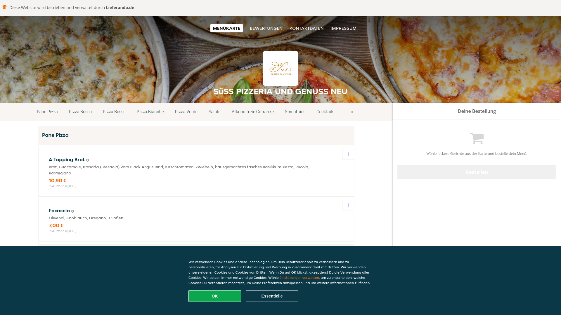website screenshot of https://suss-pizzeria-und-genuss-kastellaun.de/