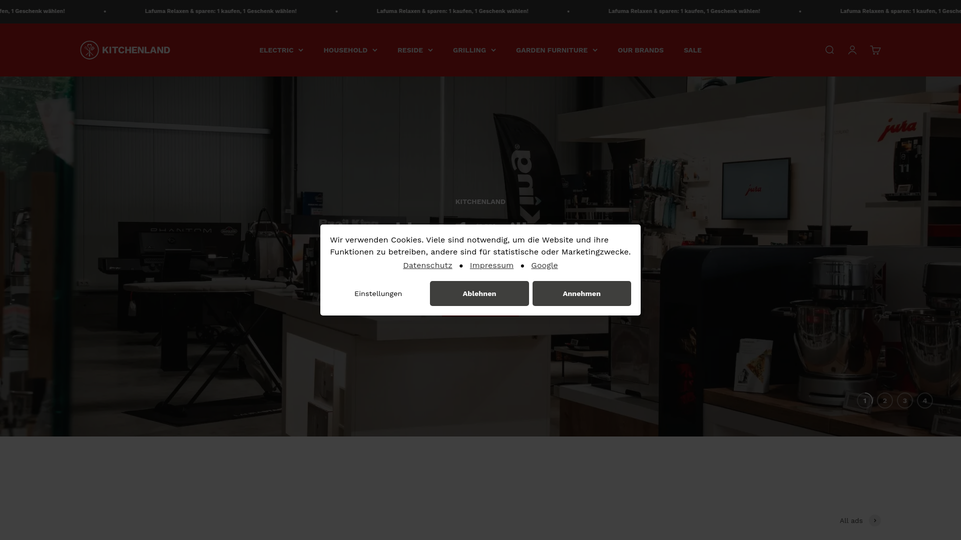 website screenshot of https://kitchenland-store.com/
