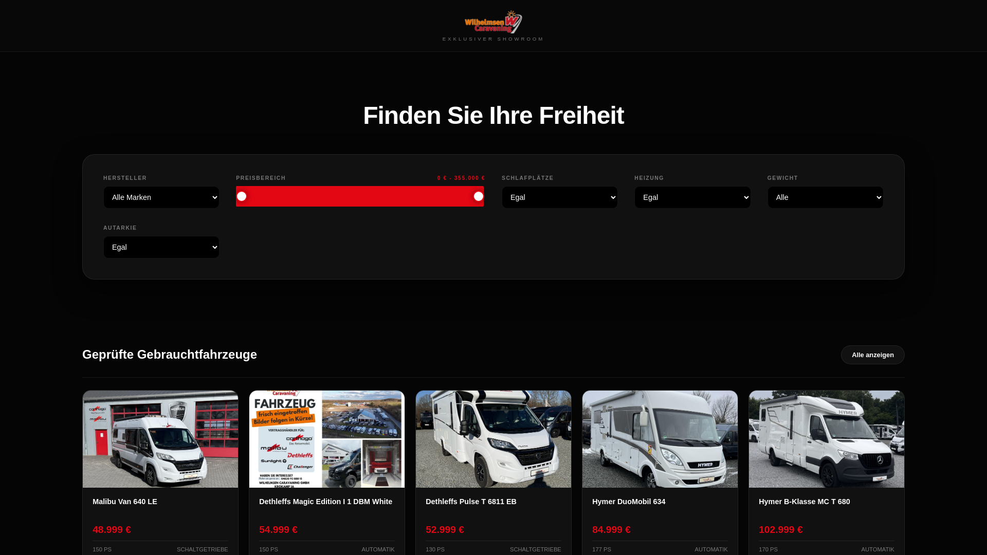 website screenshot of https://wilhelmsen-showroom.de/