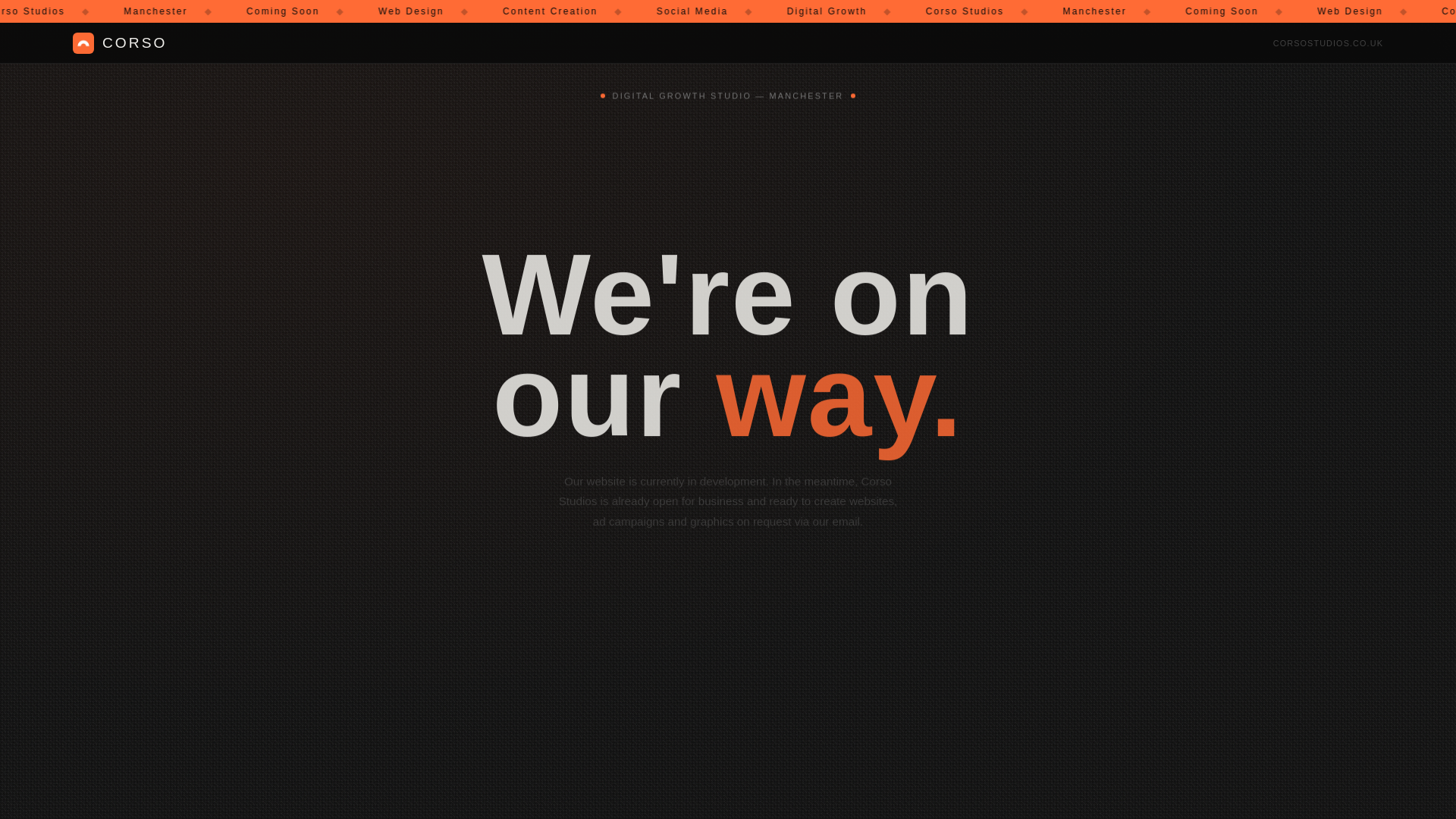 website screenshot of https://corsostudios.co.uk/