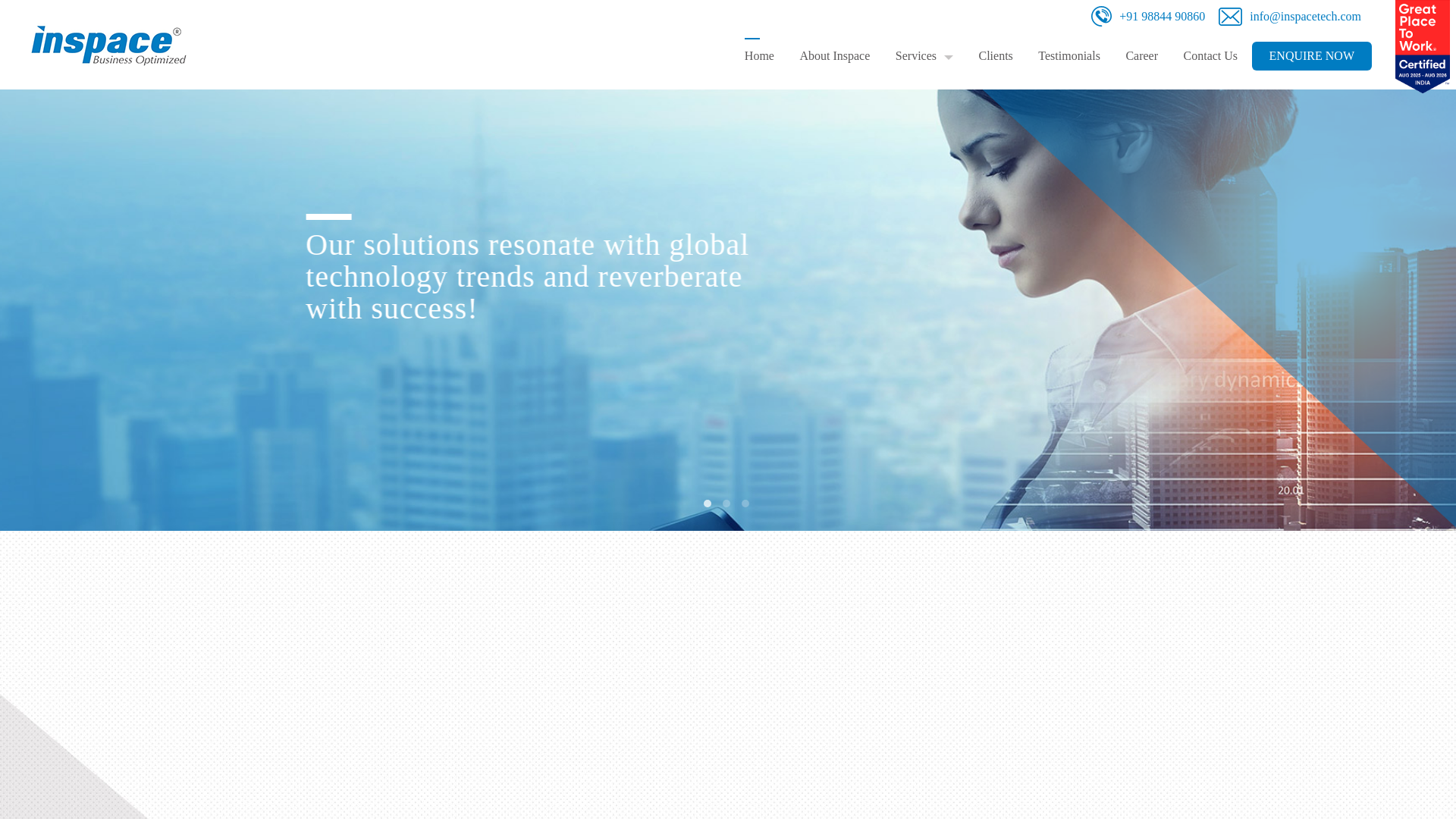 website screenshot of https://inspacetech.com