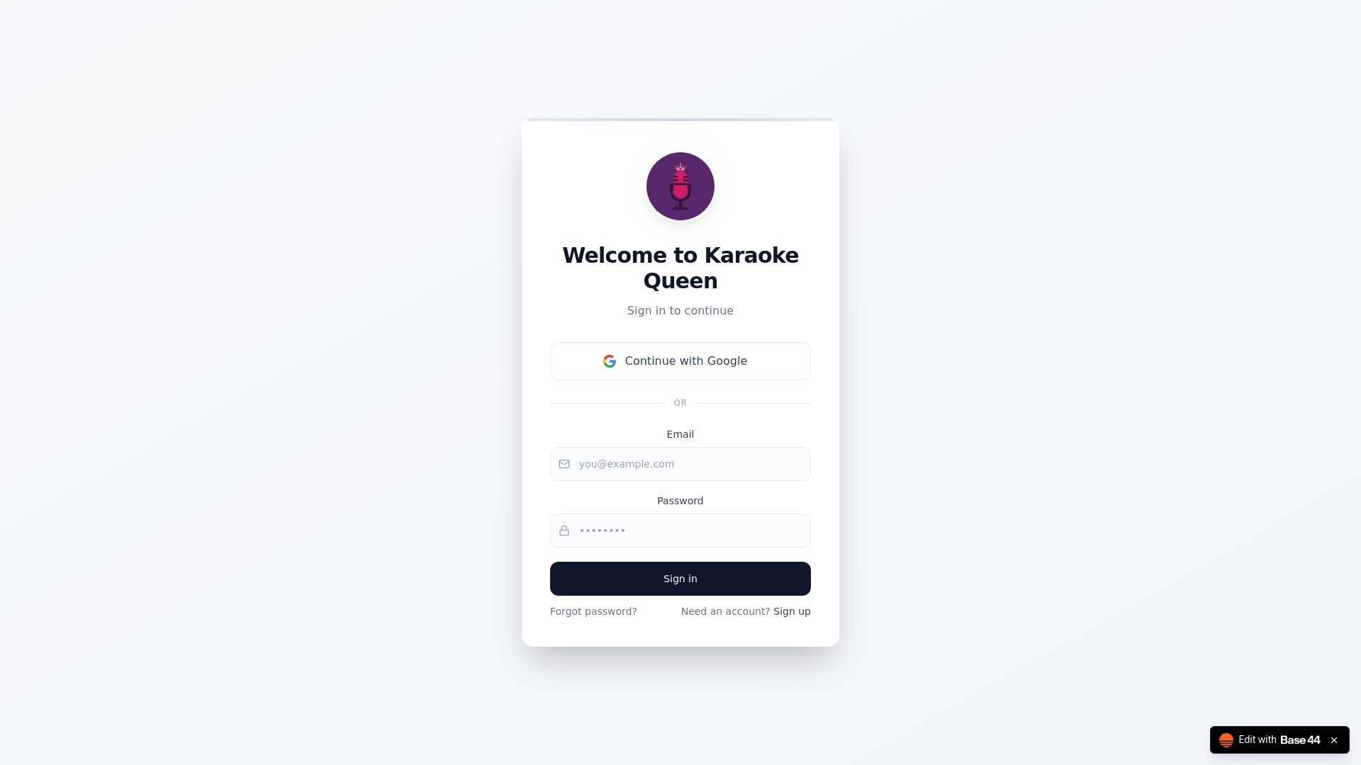 website screenshot of https://karaoke-queen-hub.com/