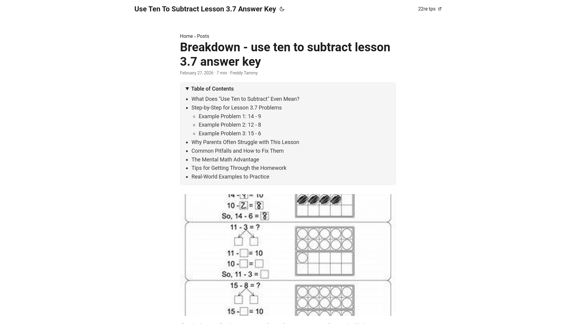 website screenshot of https://use-ten-to-subtract-lesson-37-answer-key.pages.dev/