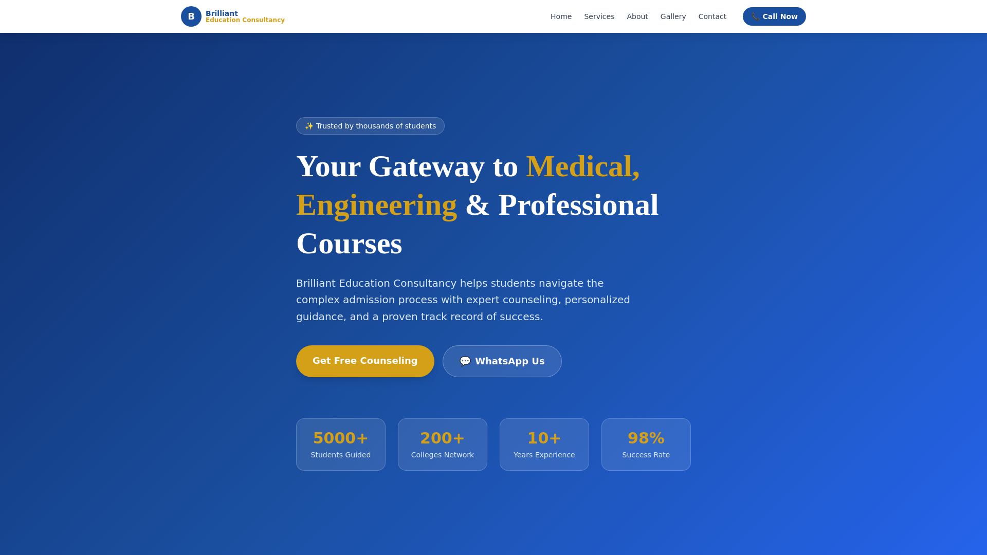 website screenshot of https://brillianteducationlatur.in