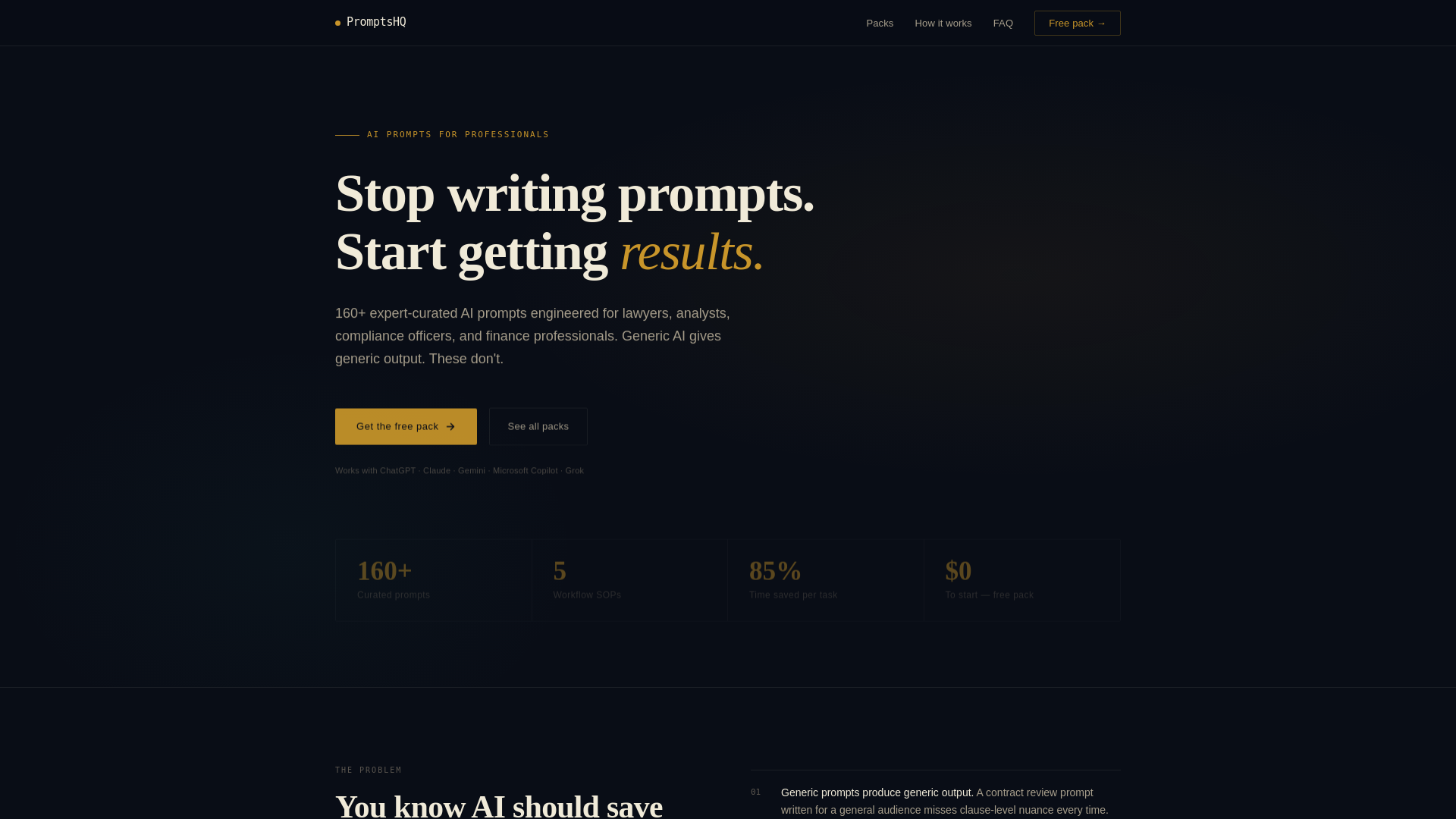 website screenshot of https://promptshq.co