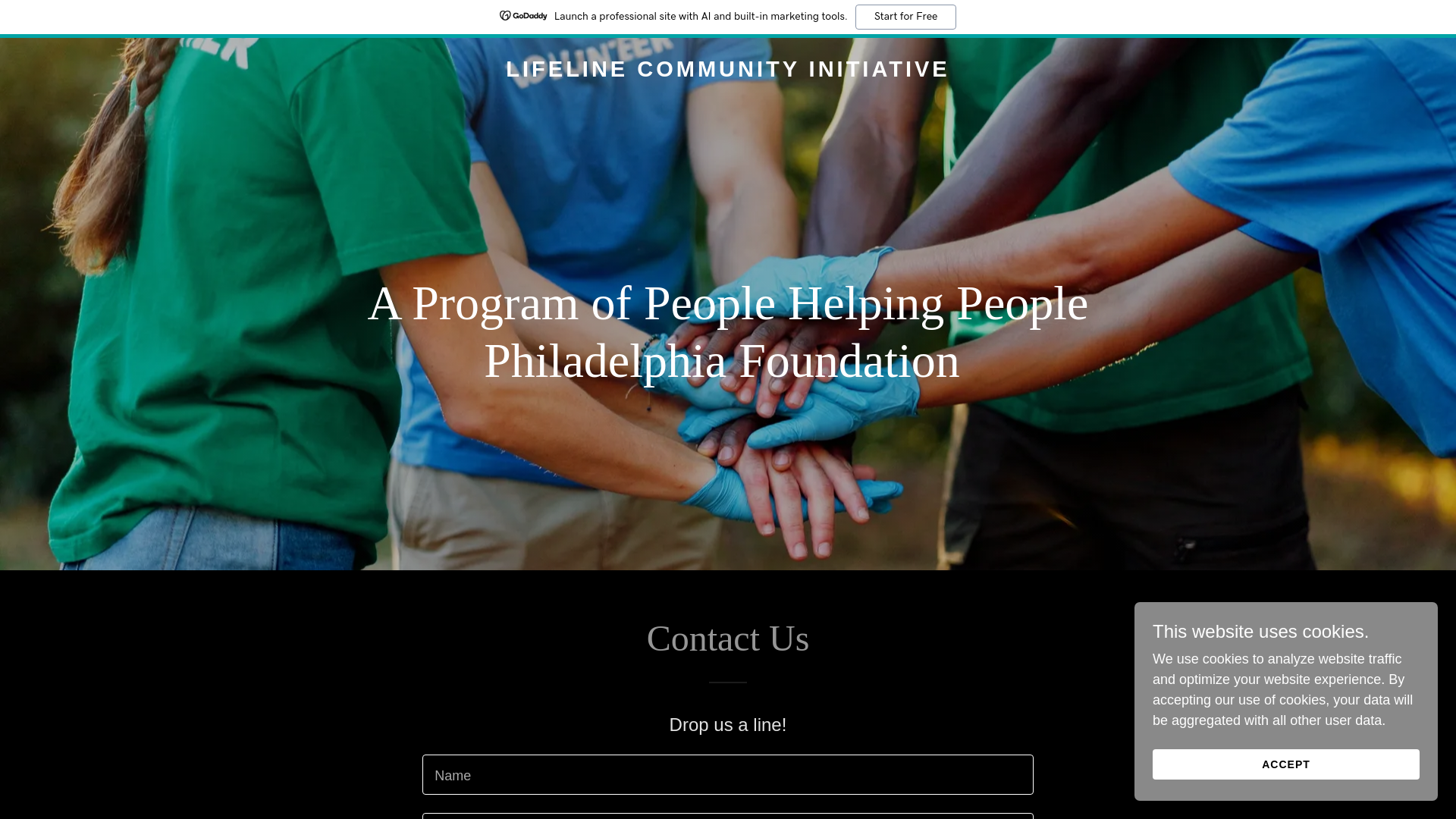 website screenshot of https://lifelinecommunityinitiative.org/