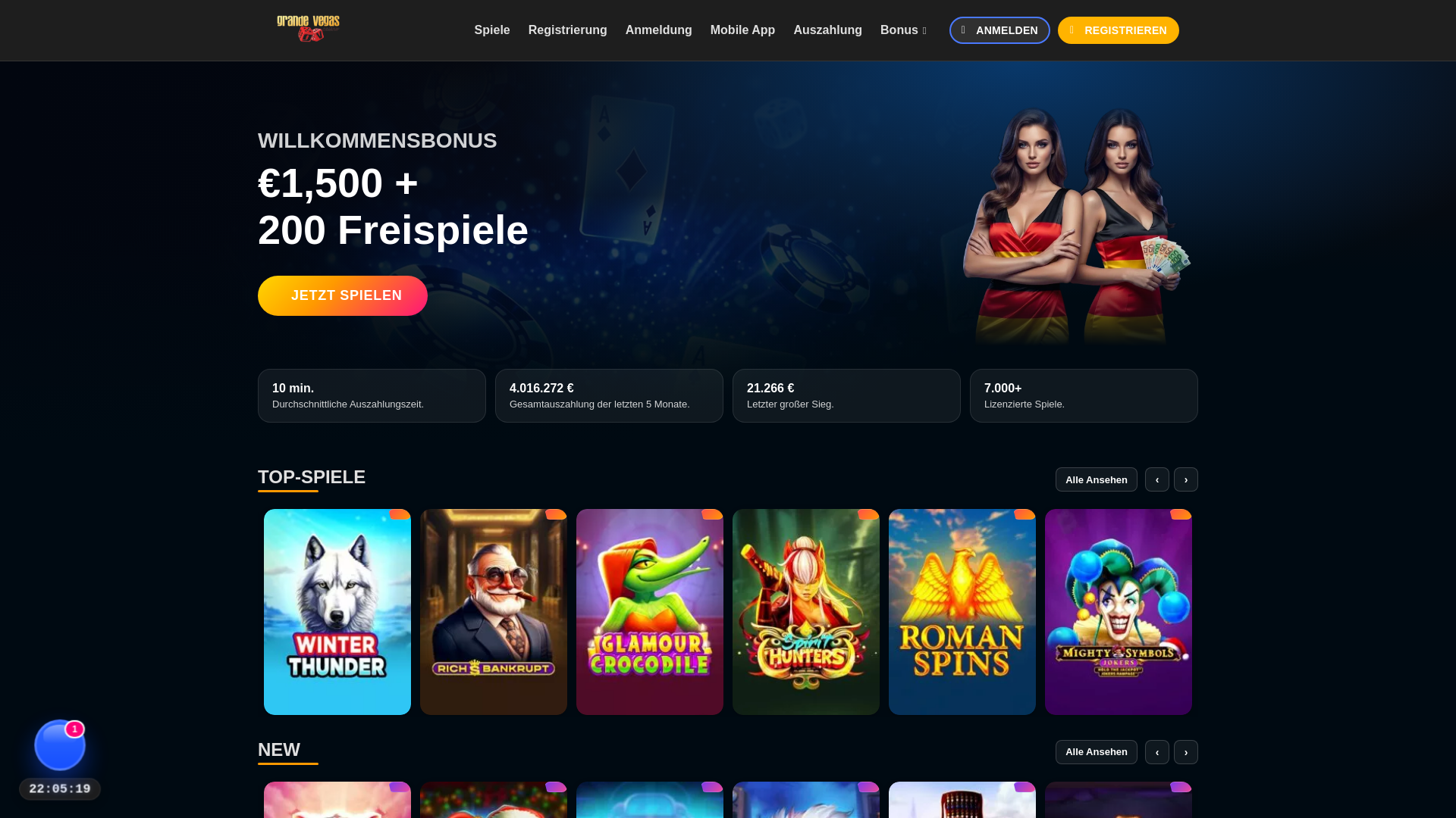 website screenshot of https://grandevegascasinos-de.com/