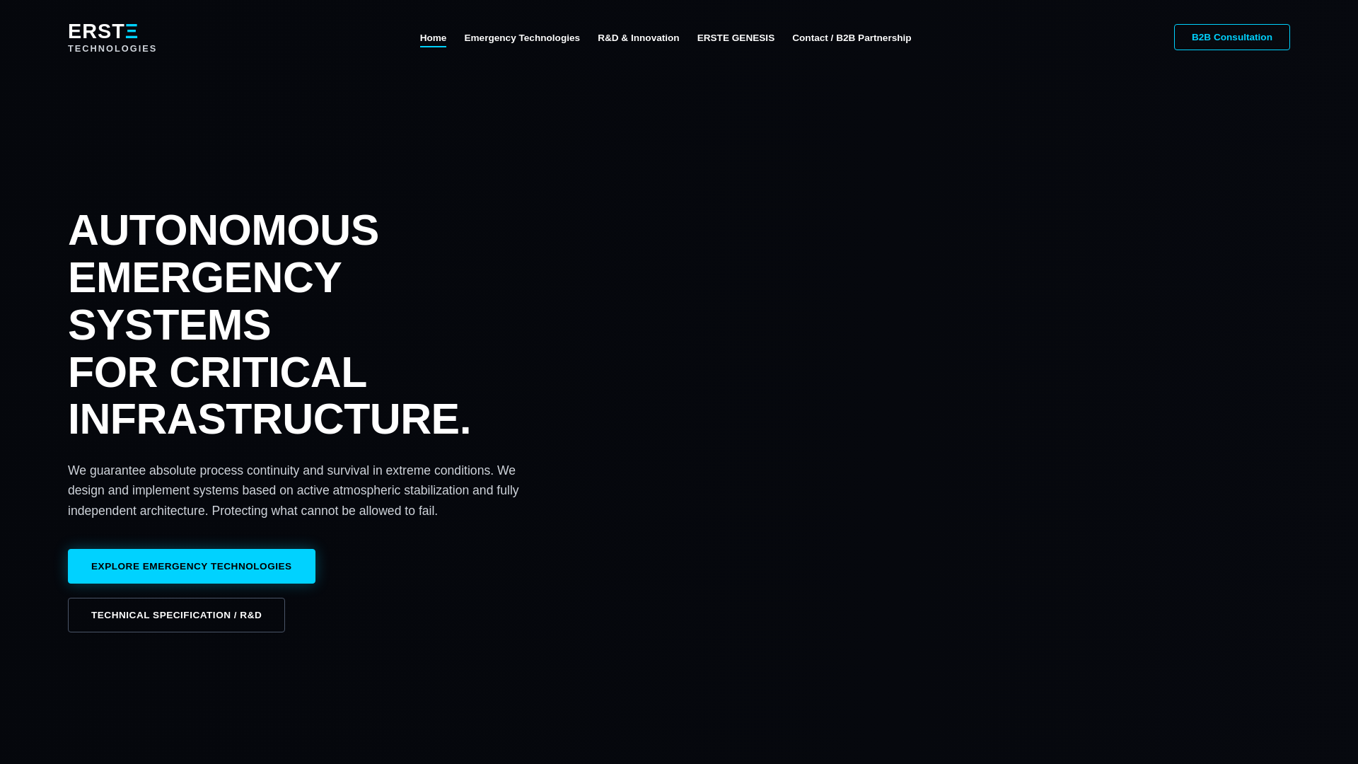 website screenshot of https://erste-technologies.com
