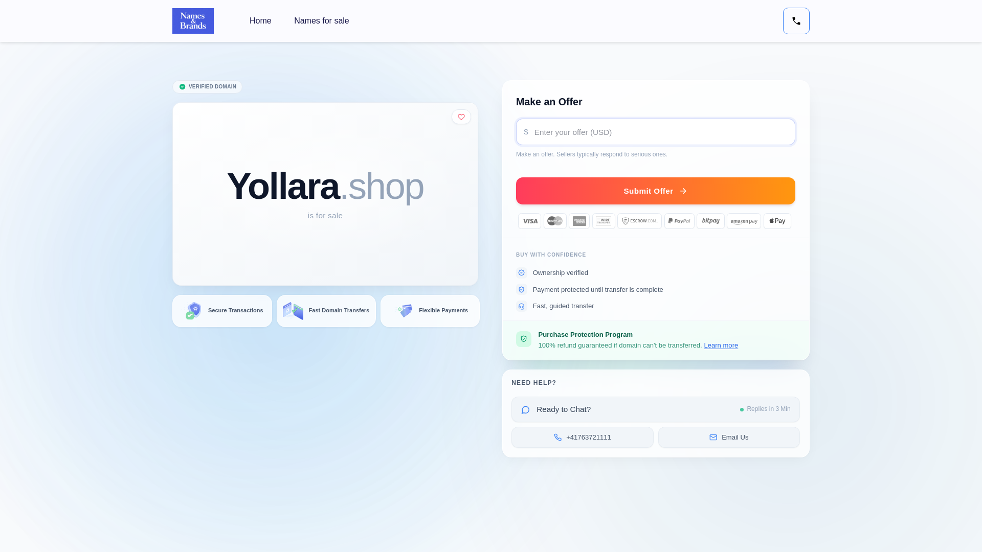 website screenshot of https://yollara.shop/