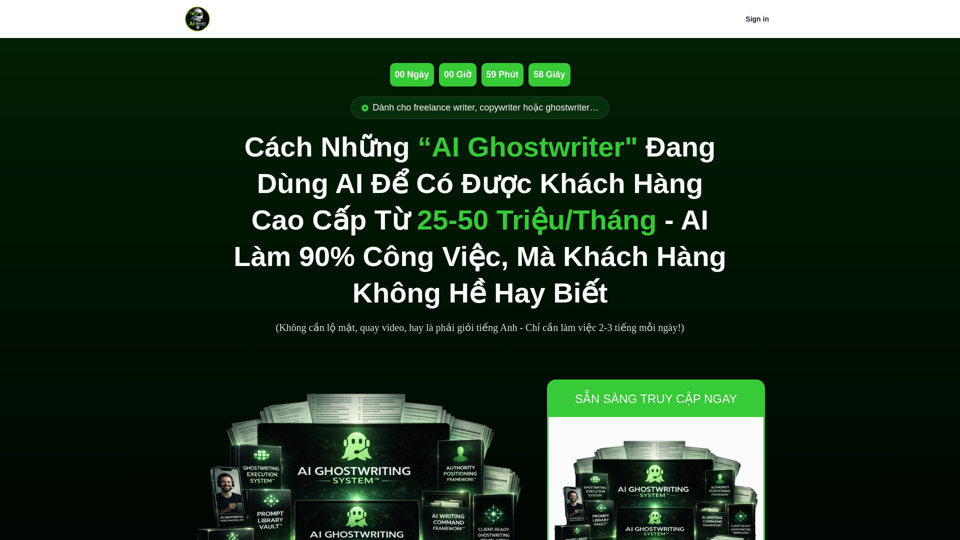 website screenshot of https://aighostwritervn.com