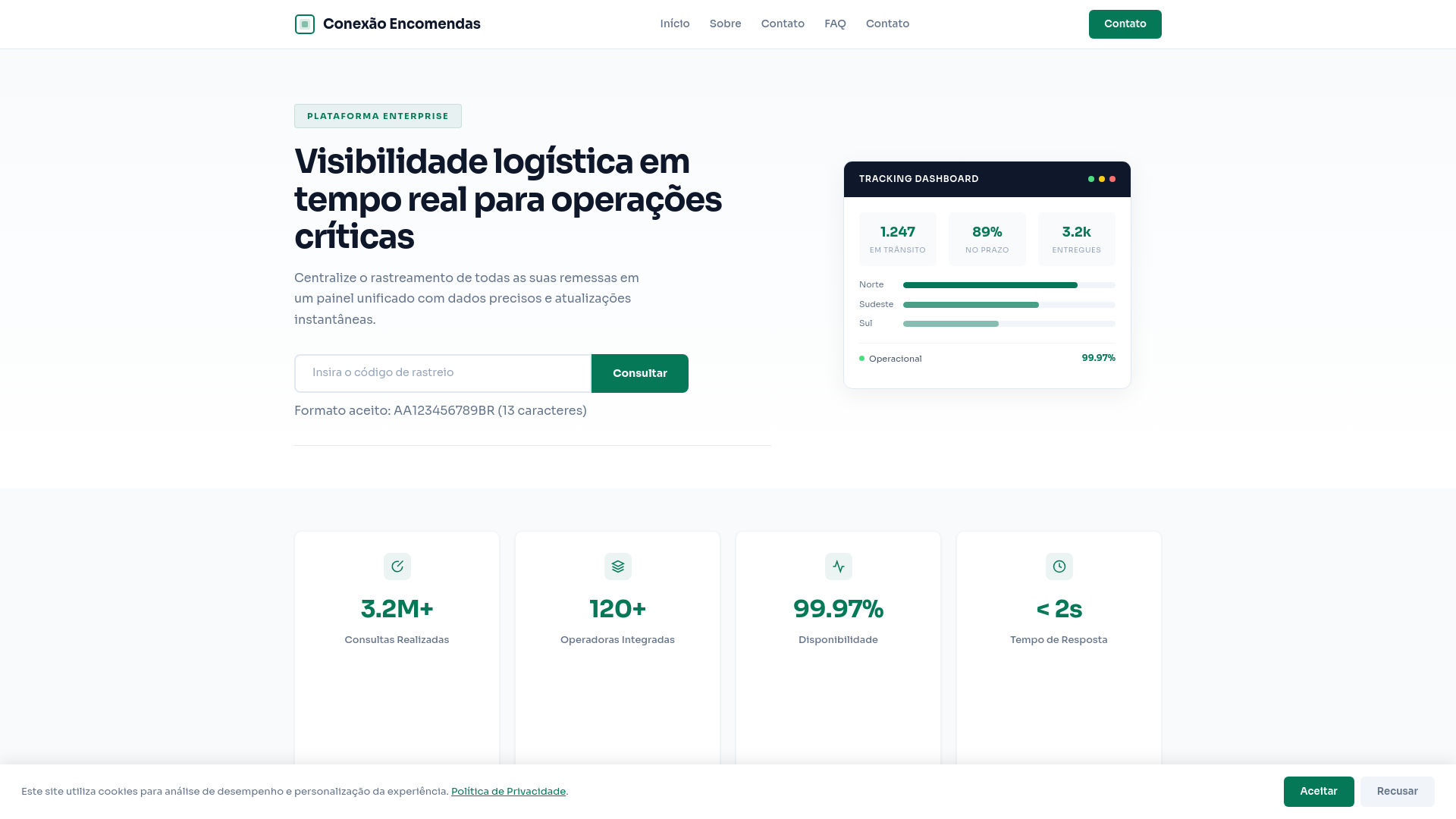 website screenshot of https://conexaoencomendas.com/