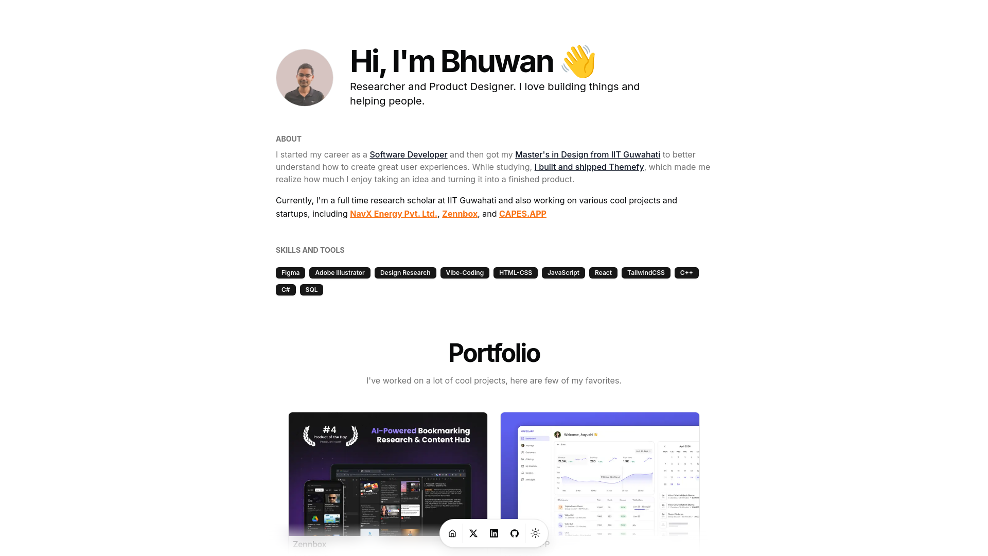 website screenshot of https://bhuwanmahato.in/