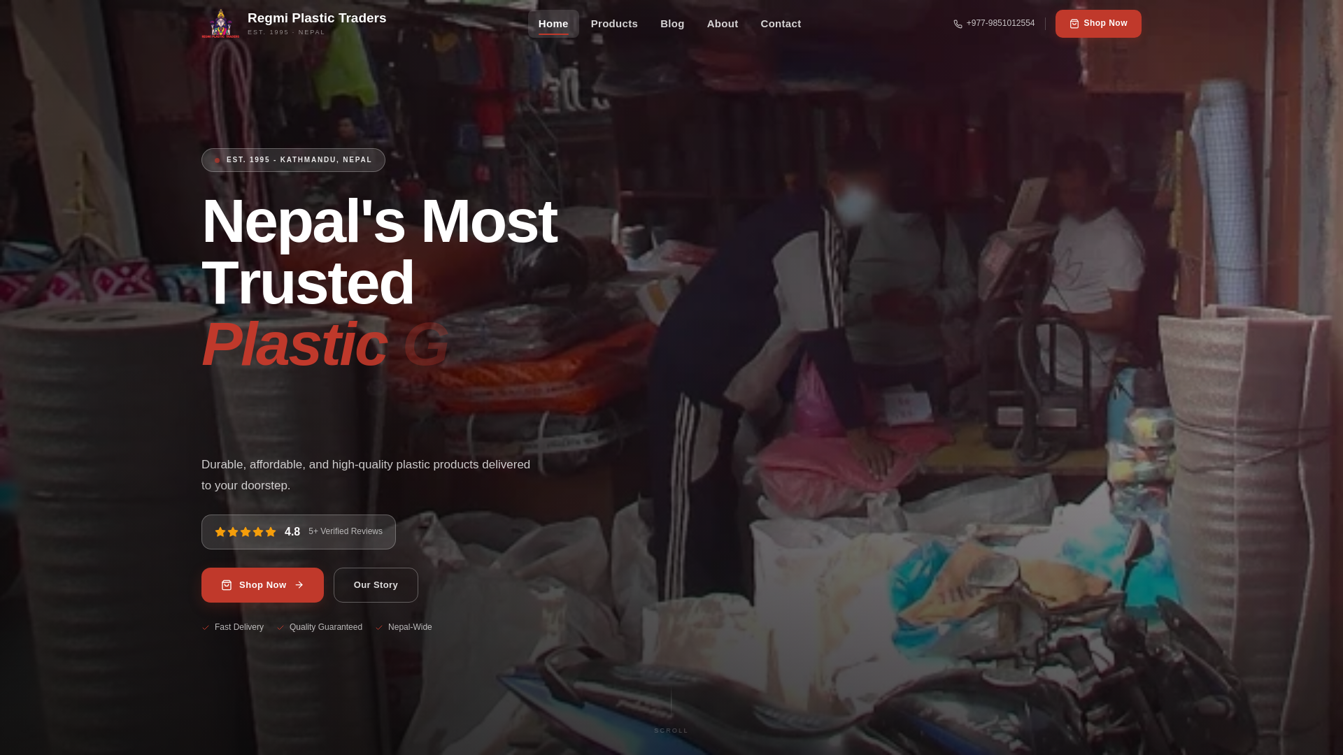 website screenshot of https://regmiplastictraders.com.np