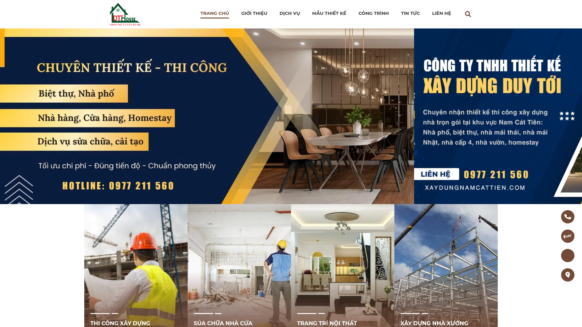 website screenshot of https://xaydungnamcattien.com/