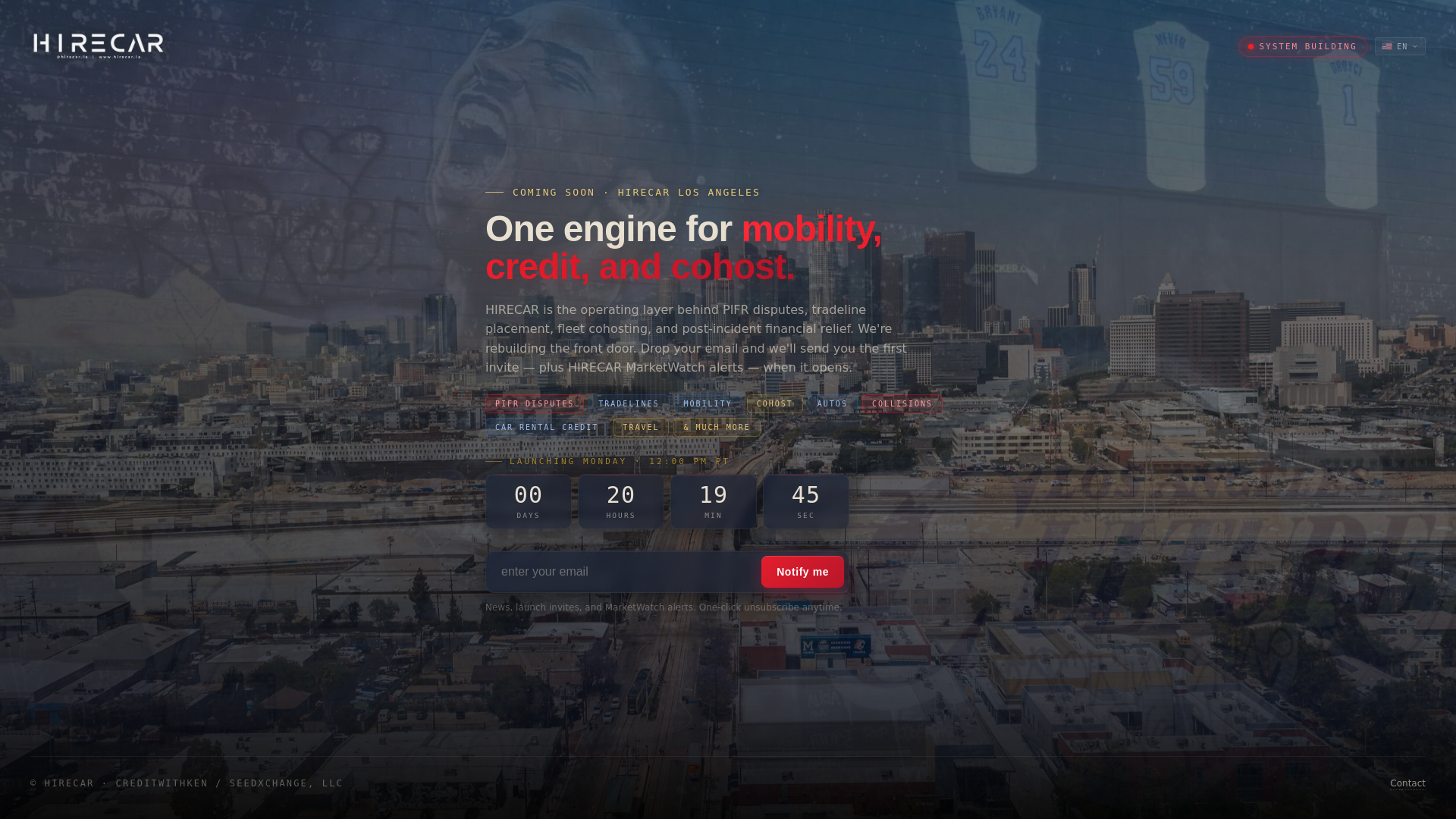 website screenshot of https://hirecar-la-coming-soon.pages.dev/