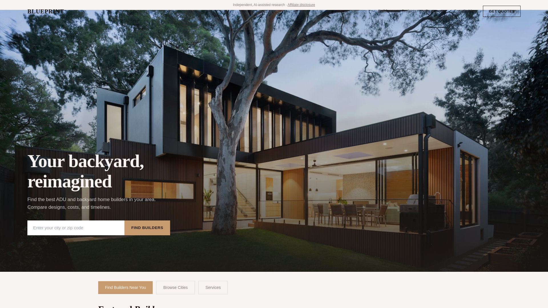 website screenshot of https://adubuildersfinder.com/