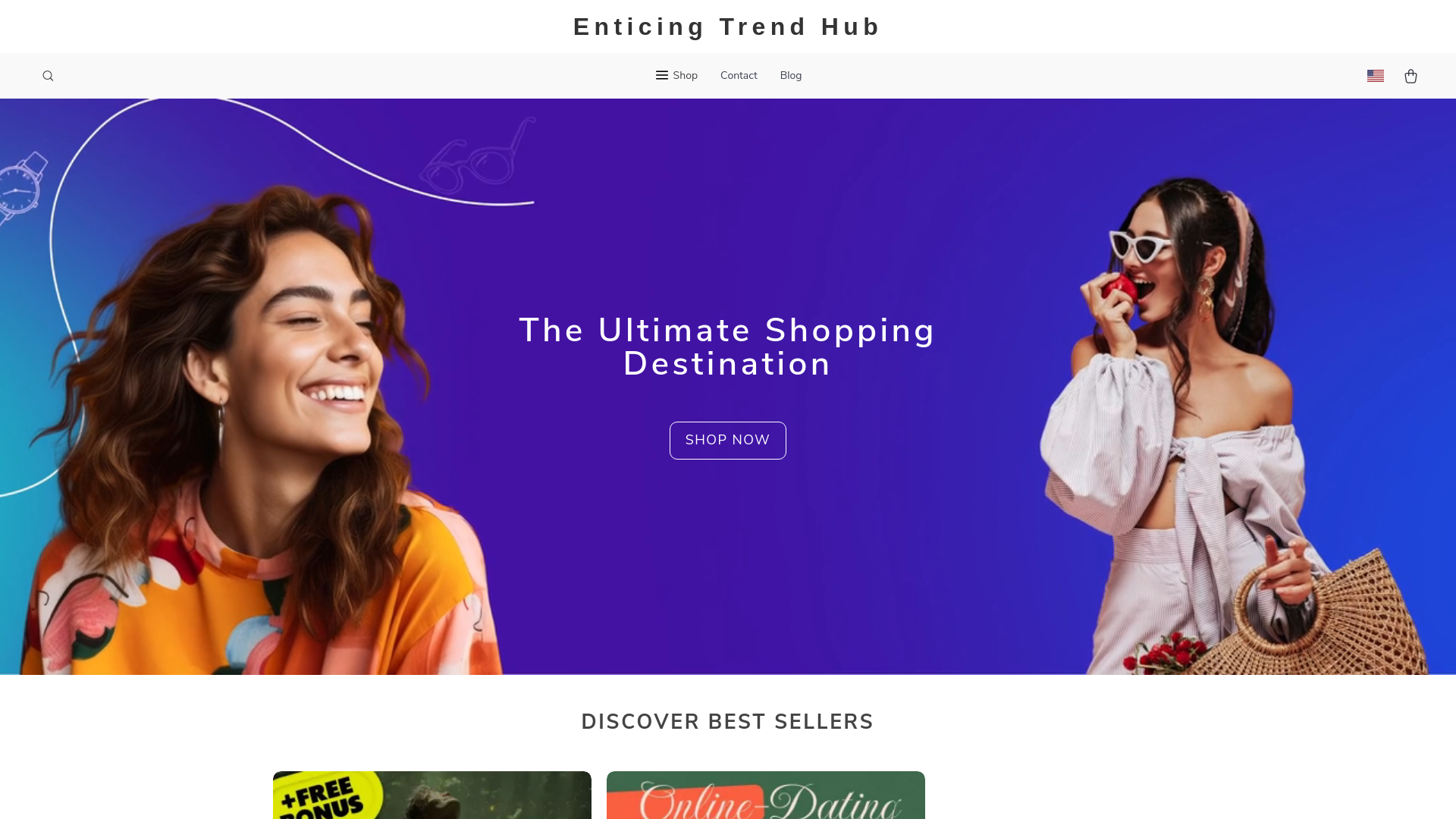 website screenshot of https://enticingtrendhub.shop/