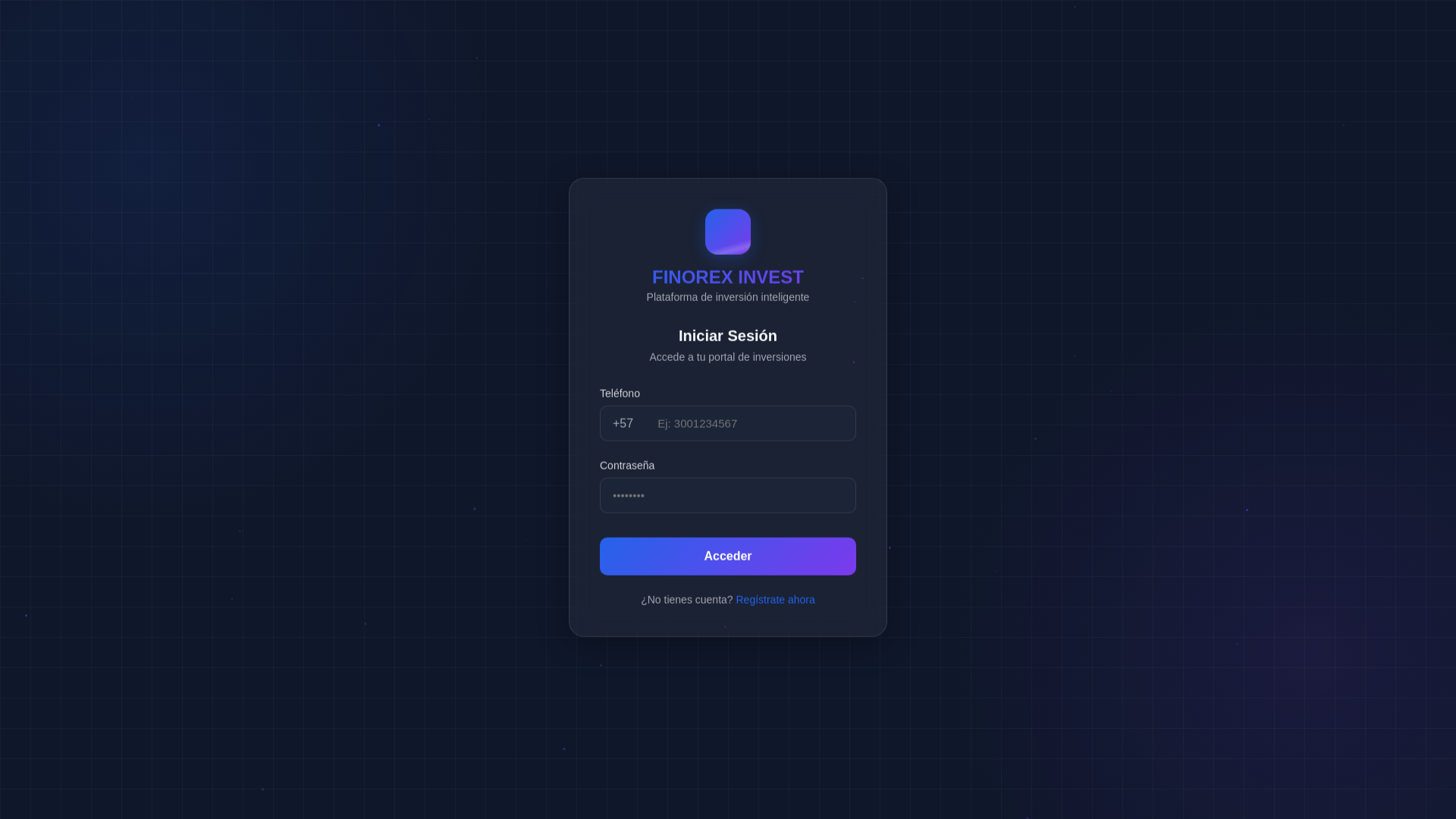 website screenshot of https://finorexinvest.site/