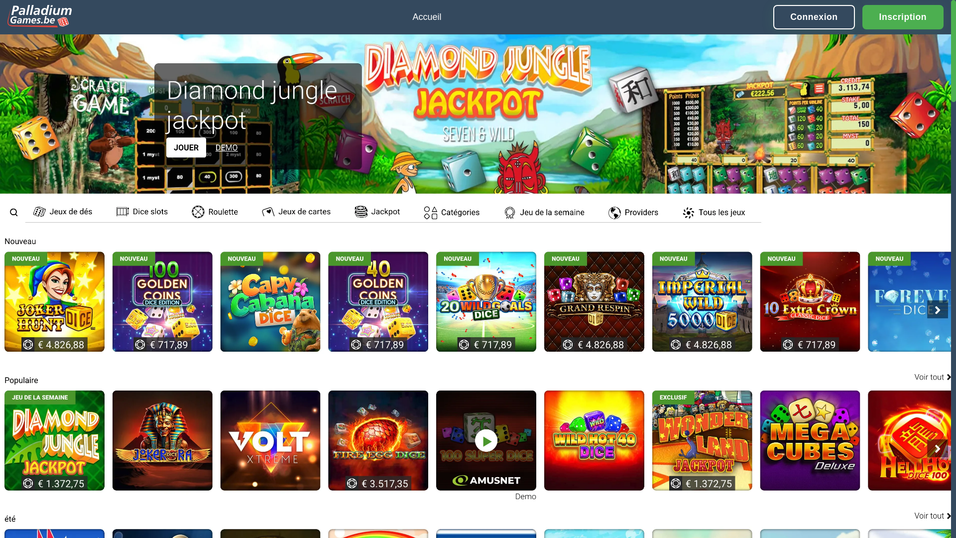 website screenshot of https://palladium-casinos.com/