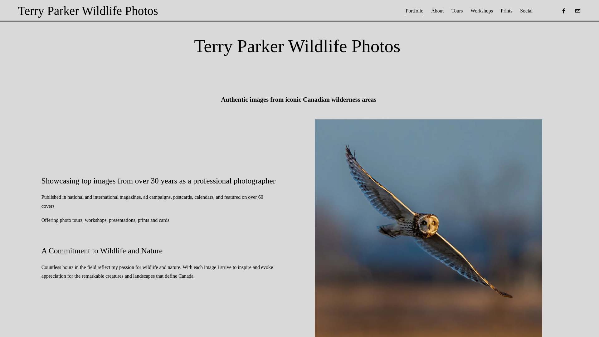 website screenshot of https://terryparkerphotos.com/