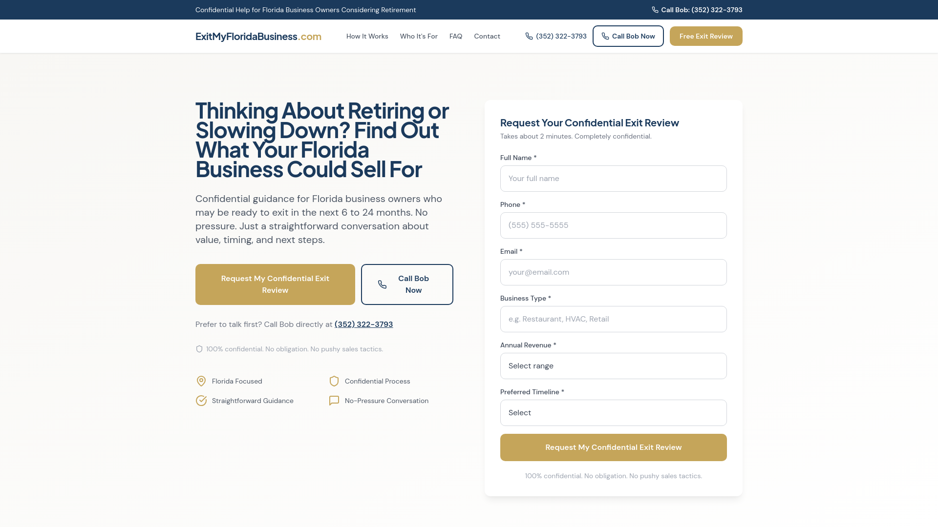 website screenshot of https://exitmyfloridabusiness.com/