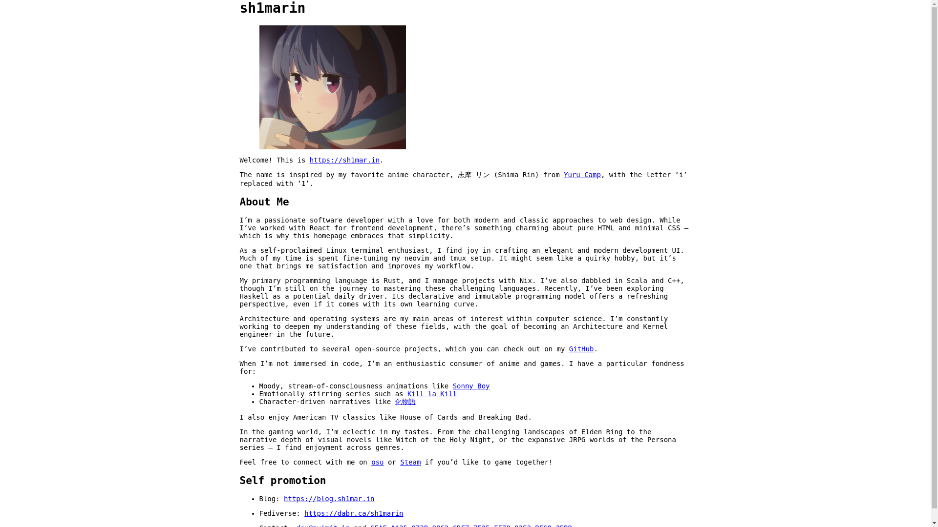 website screenshot of https://sh1marin.pages.dev/