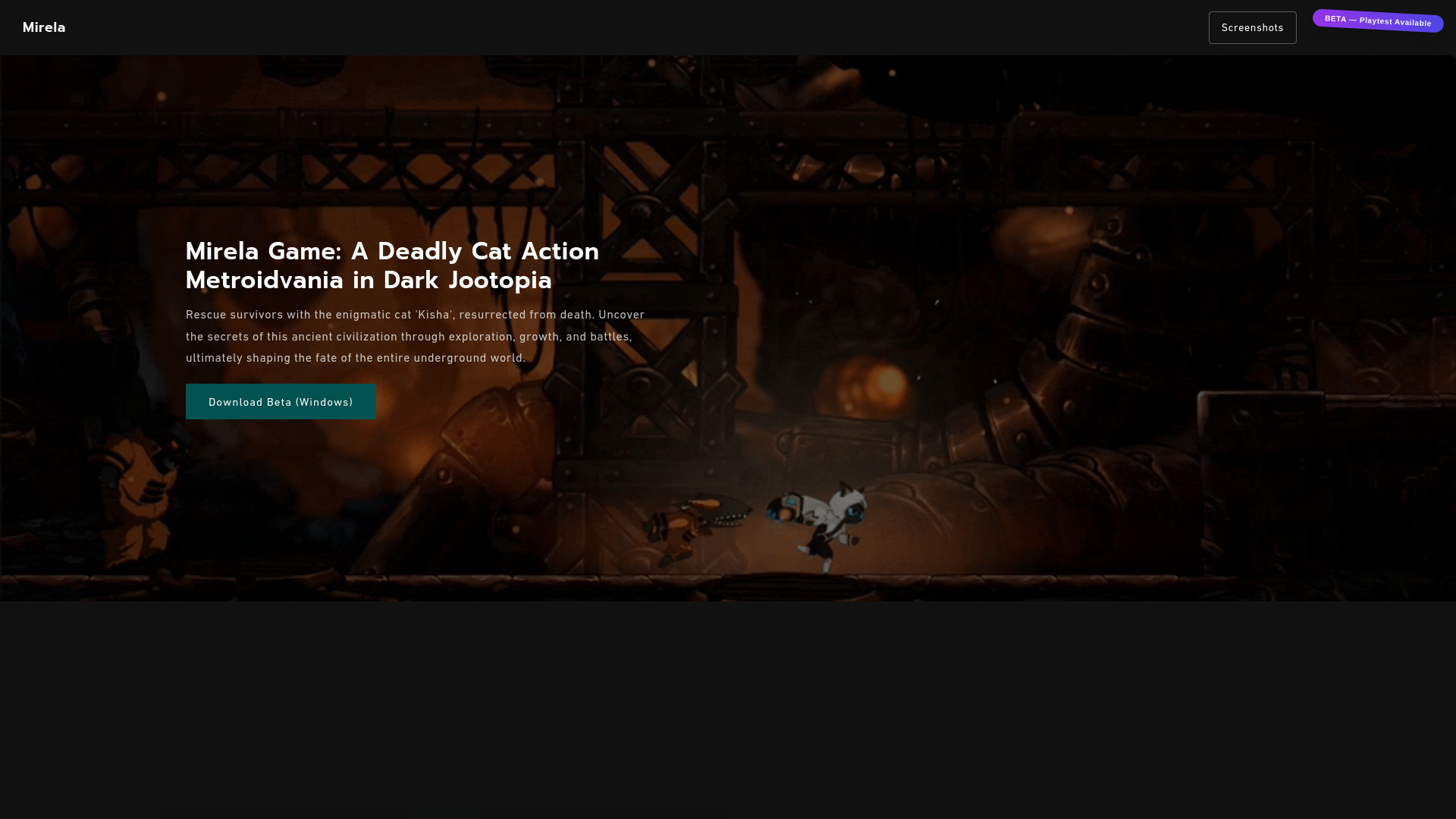 website screenshot of https://mirelagame.com/