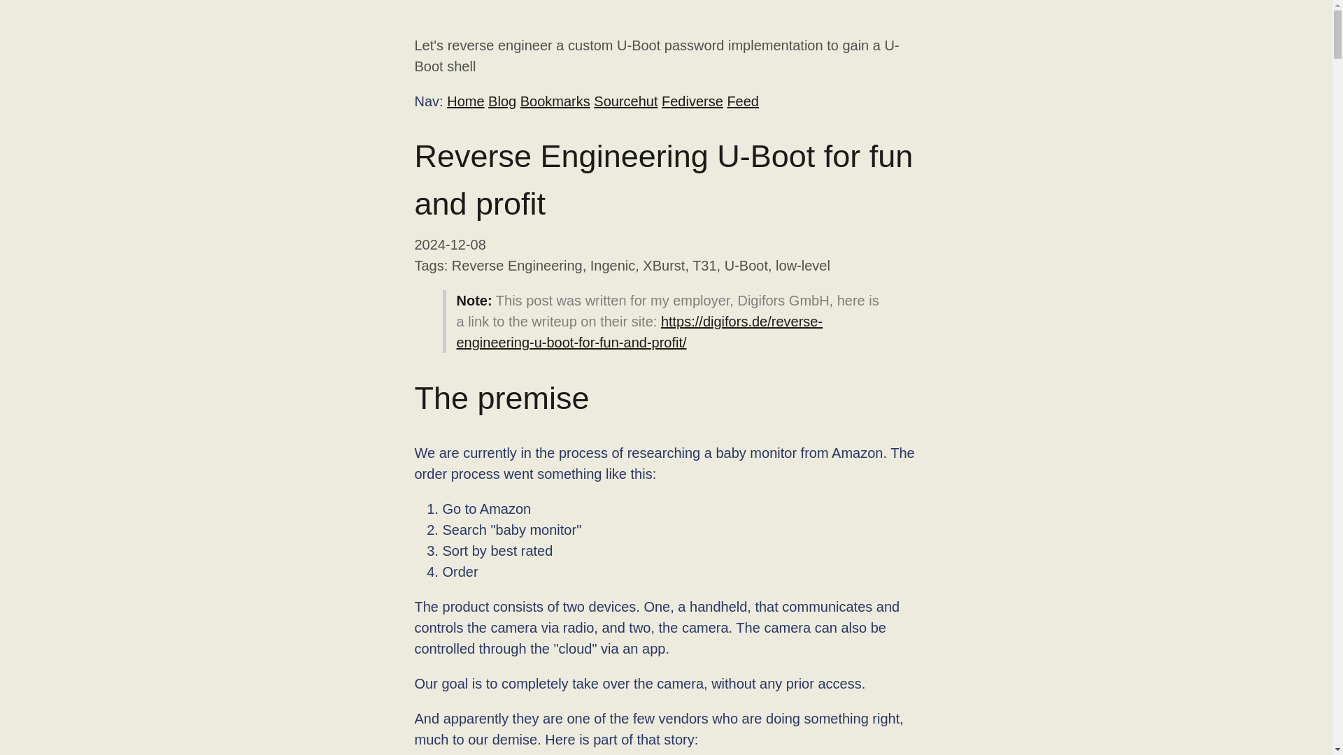 website screenshot of https://groundzeno.net/blog/reverse-engineering-uboot-for-fun-and-profit/index.html