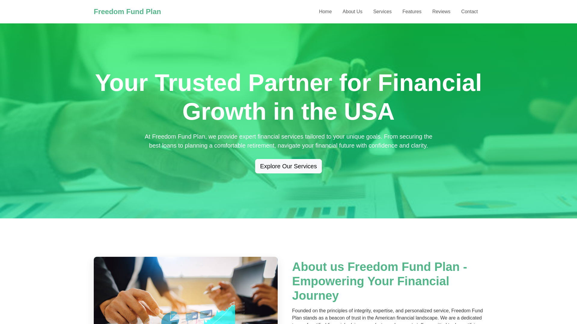 website screenshot of https://freedomfundplan.info/