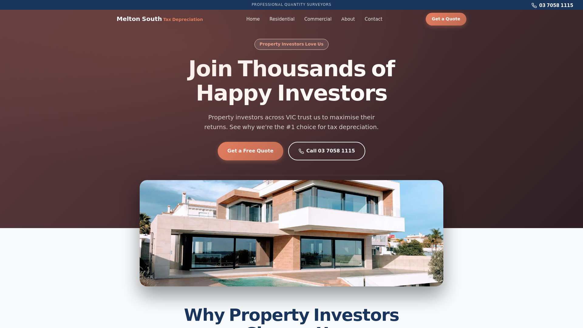 website screenshot of https://meltonsouthtaxdepreciation.com.au