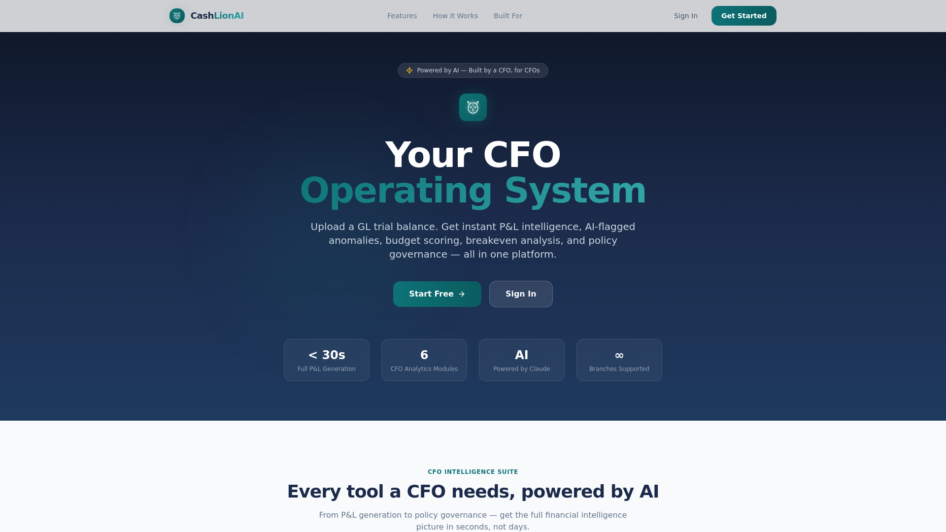 website screenshot of https://cashlion.ai/