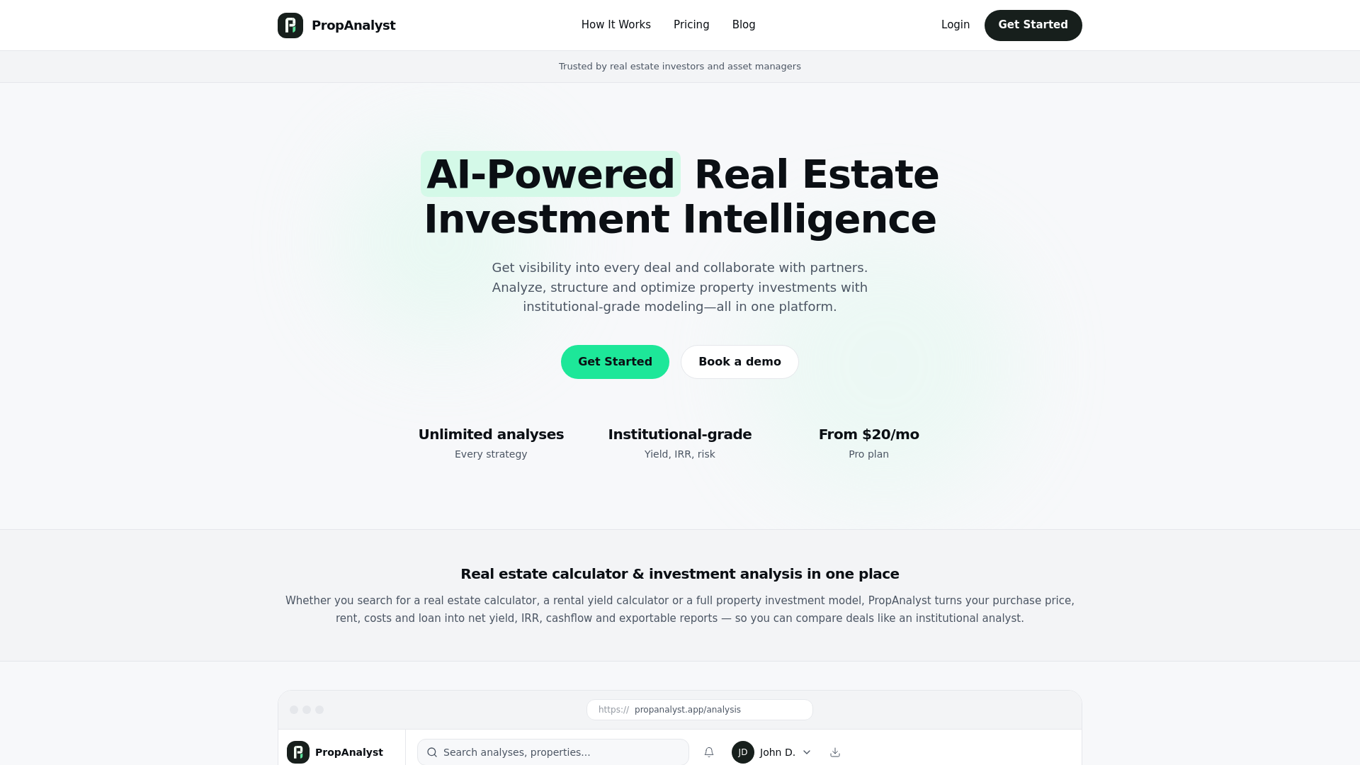 website screenshot of https://propanalyst.app
