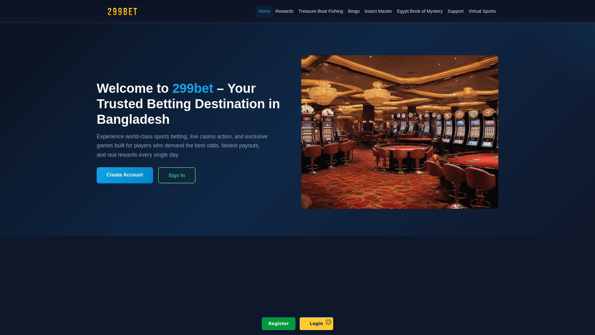 website screenshot of https://299bet.onl