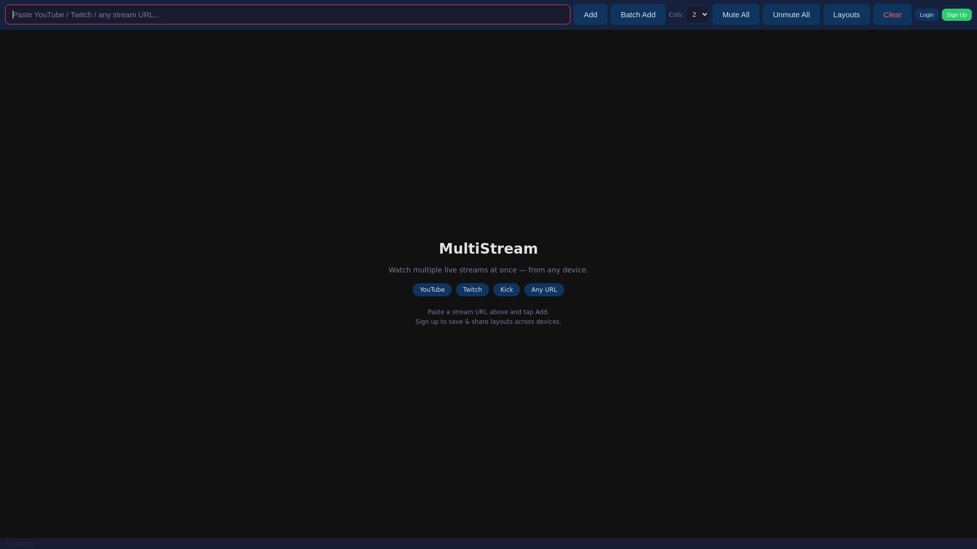 website screenshot of https://my-multistream.pages.dev/