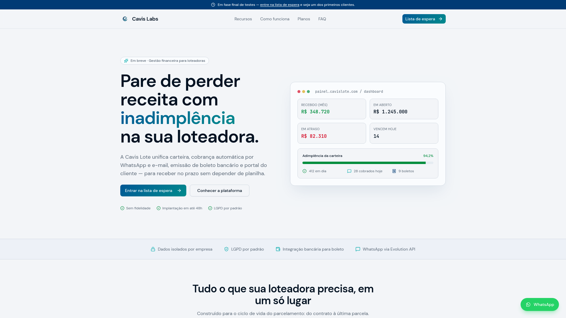 website screenshot of https://cavislote.com.br/