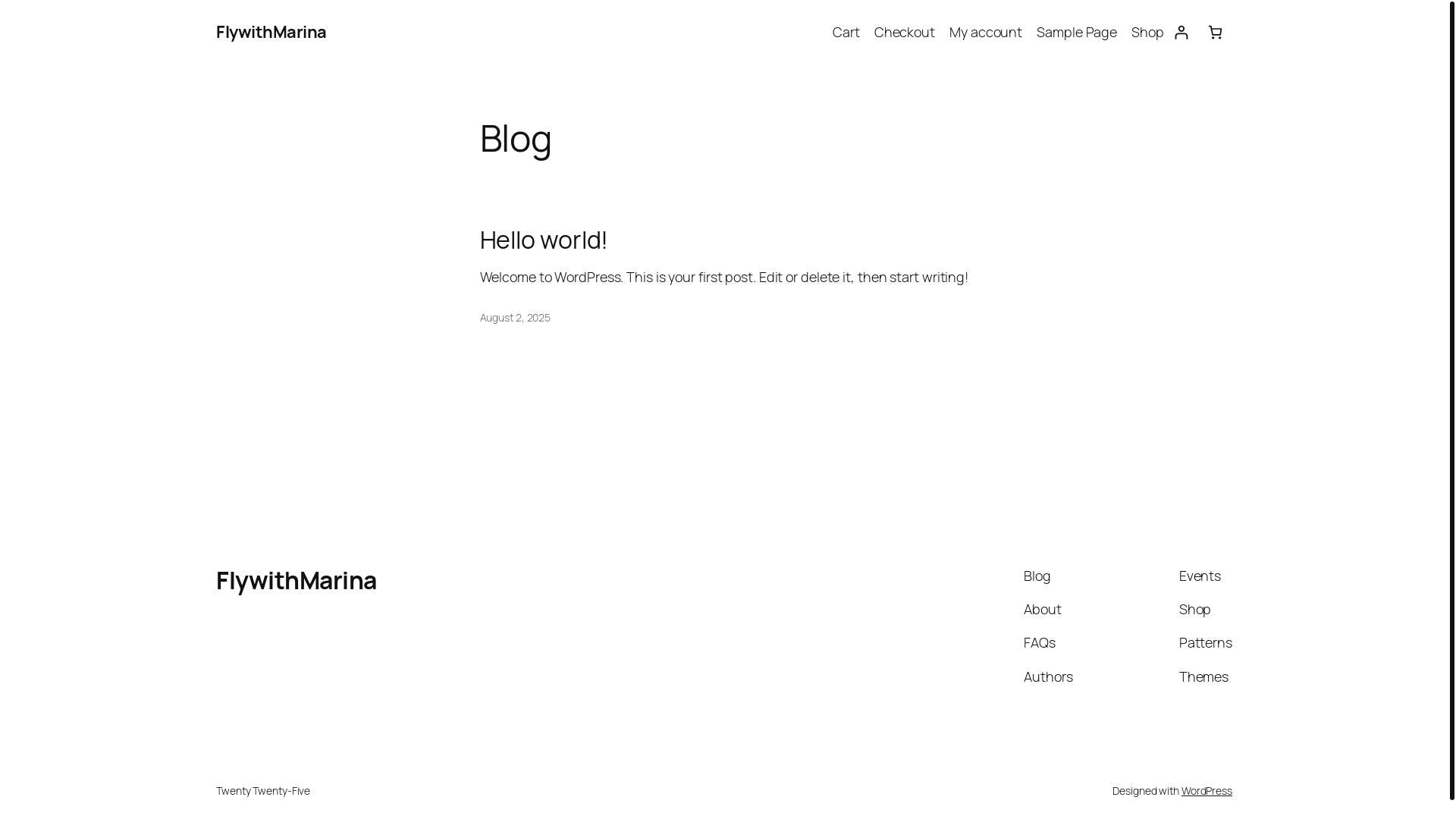 website screenshot of https://flywithmarina.com/