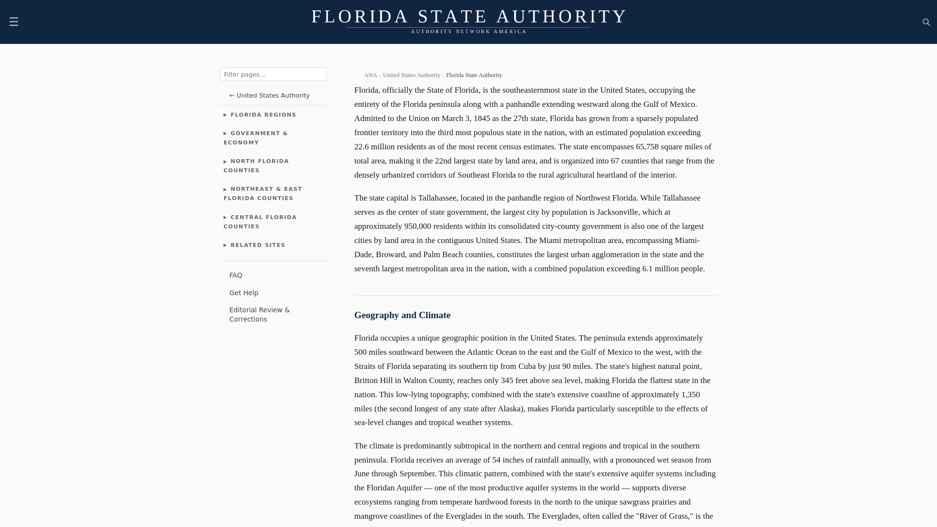 website screenshot of https://floridastateauthority.com/