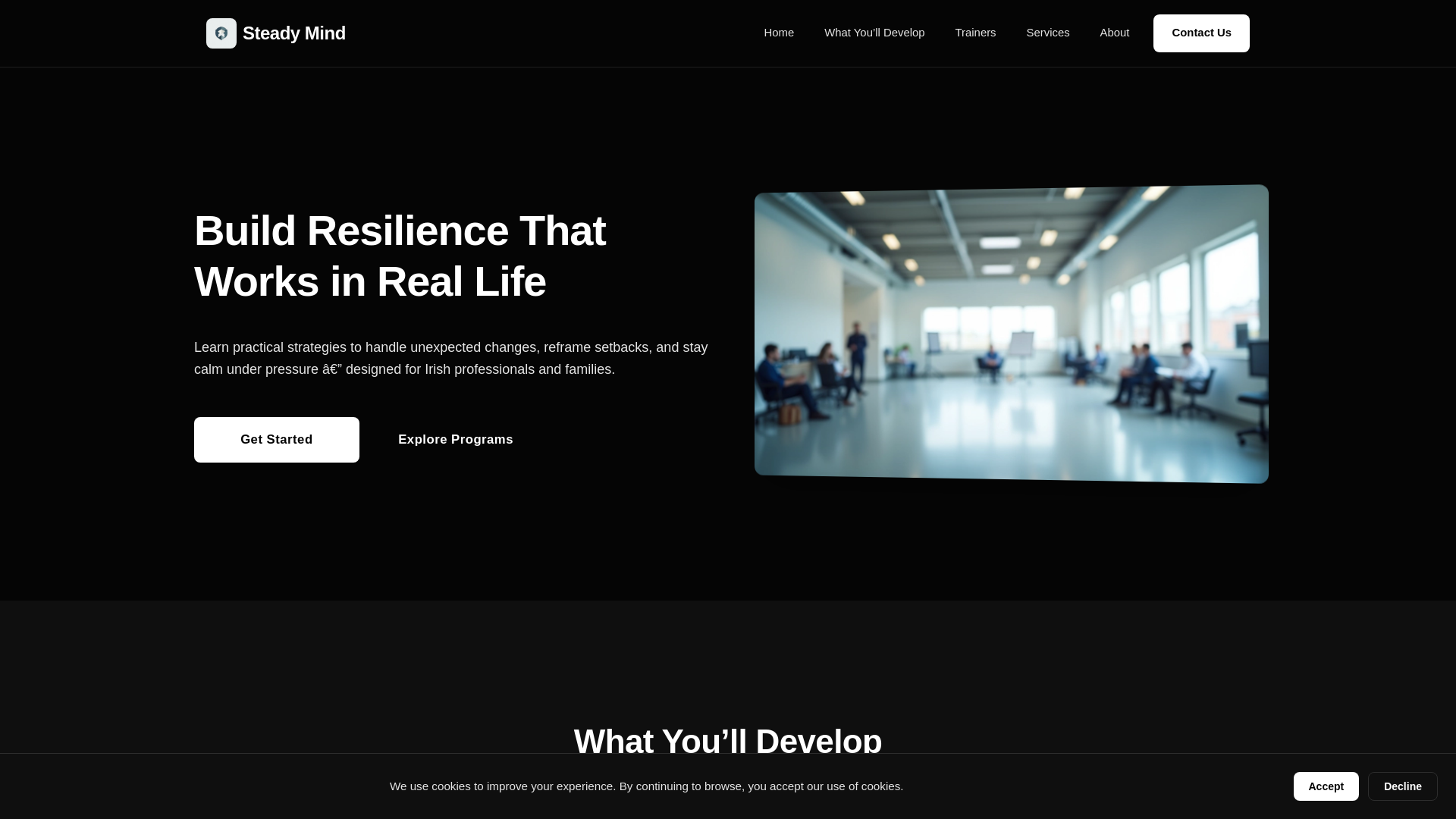 website screenshot of https://steadyminds.site
