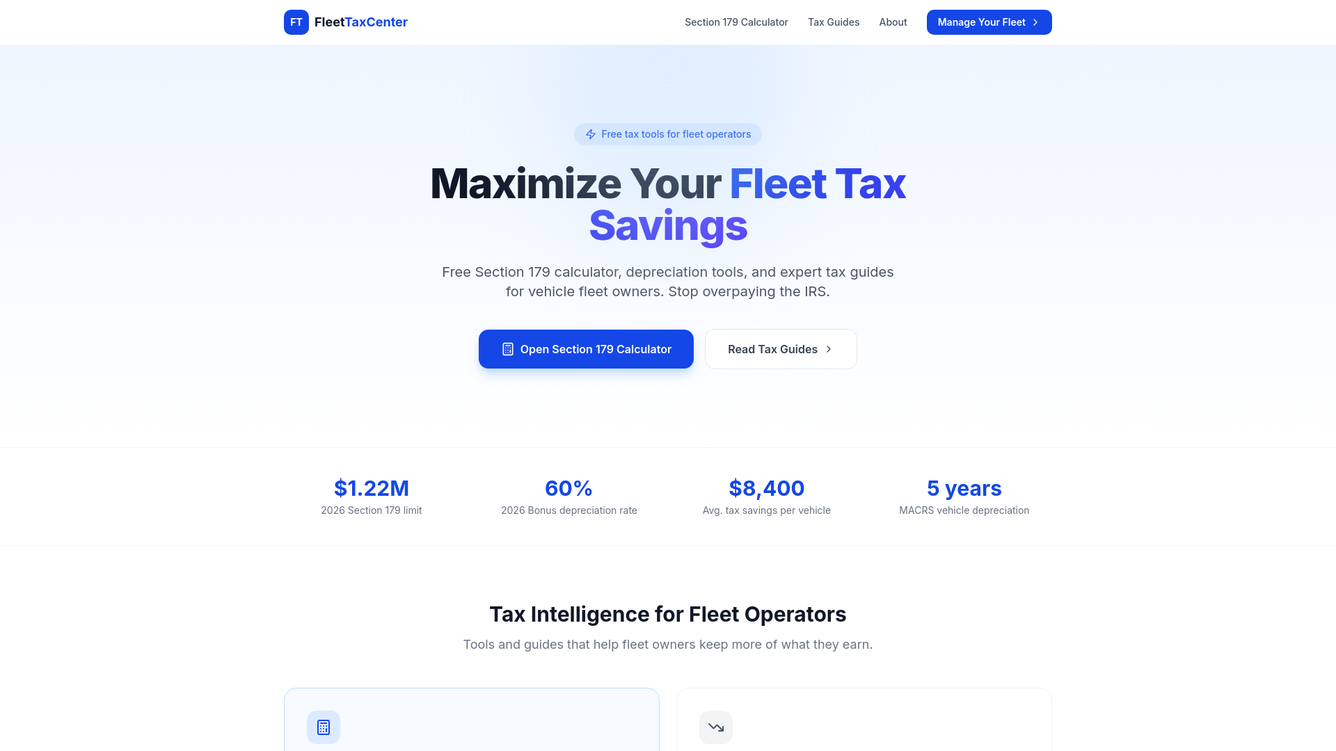 website screenshot of https://fleettaxcenter.com