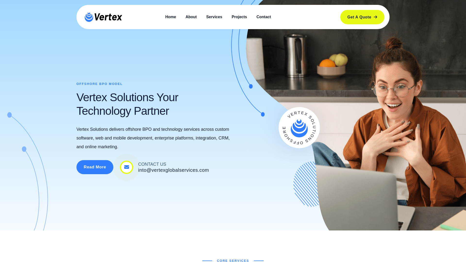 website screenshot of https://vertexglobalservices.org