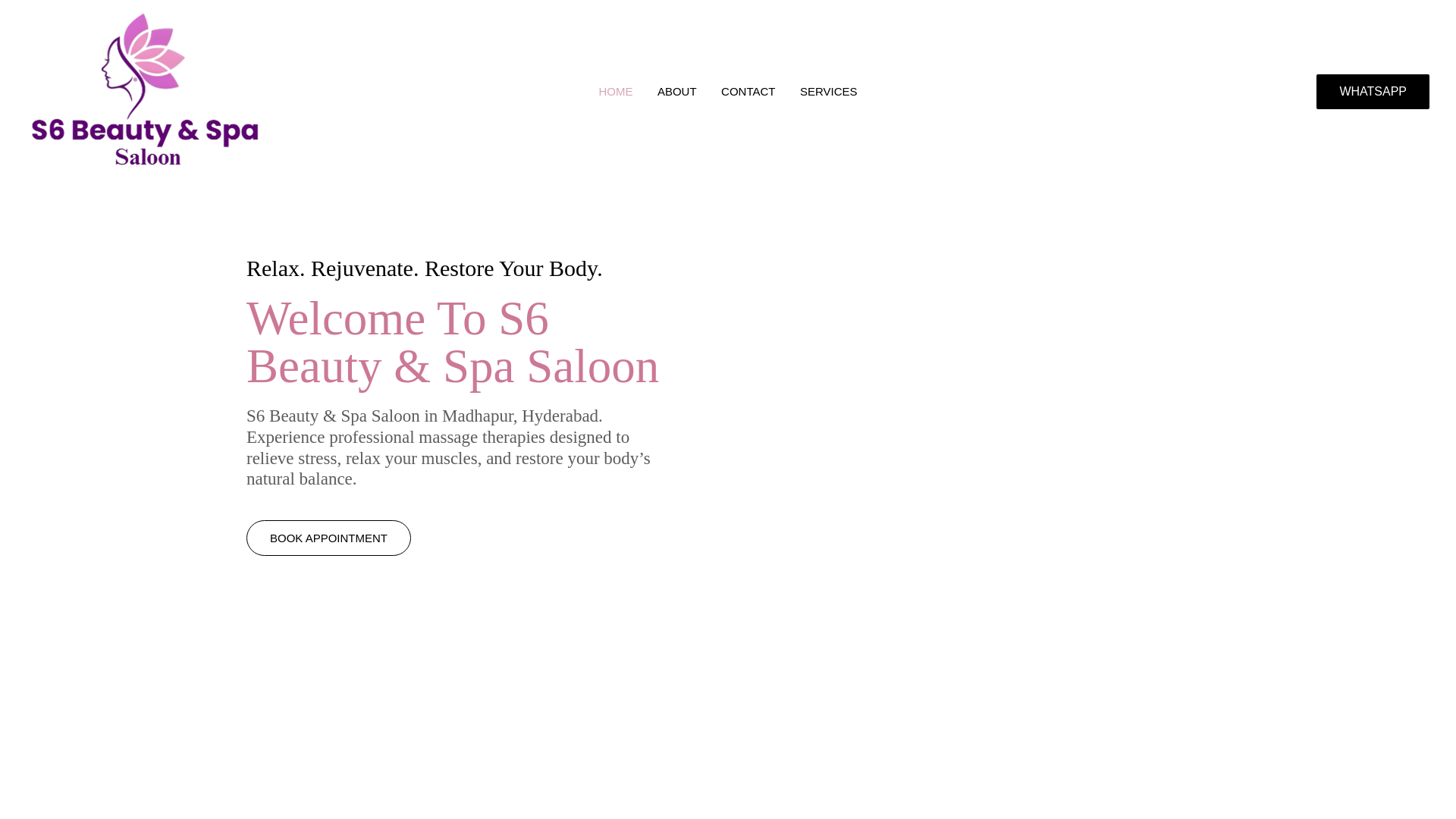 website screenshot of https://s6beautyspa.com/