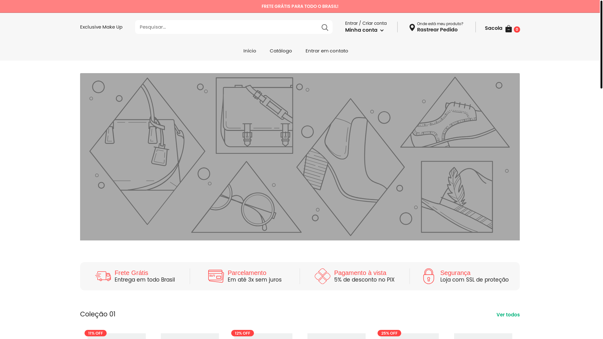 website screenshot of https://exclusivemakeup.com.br/