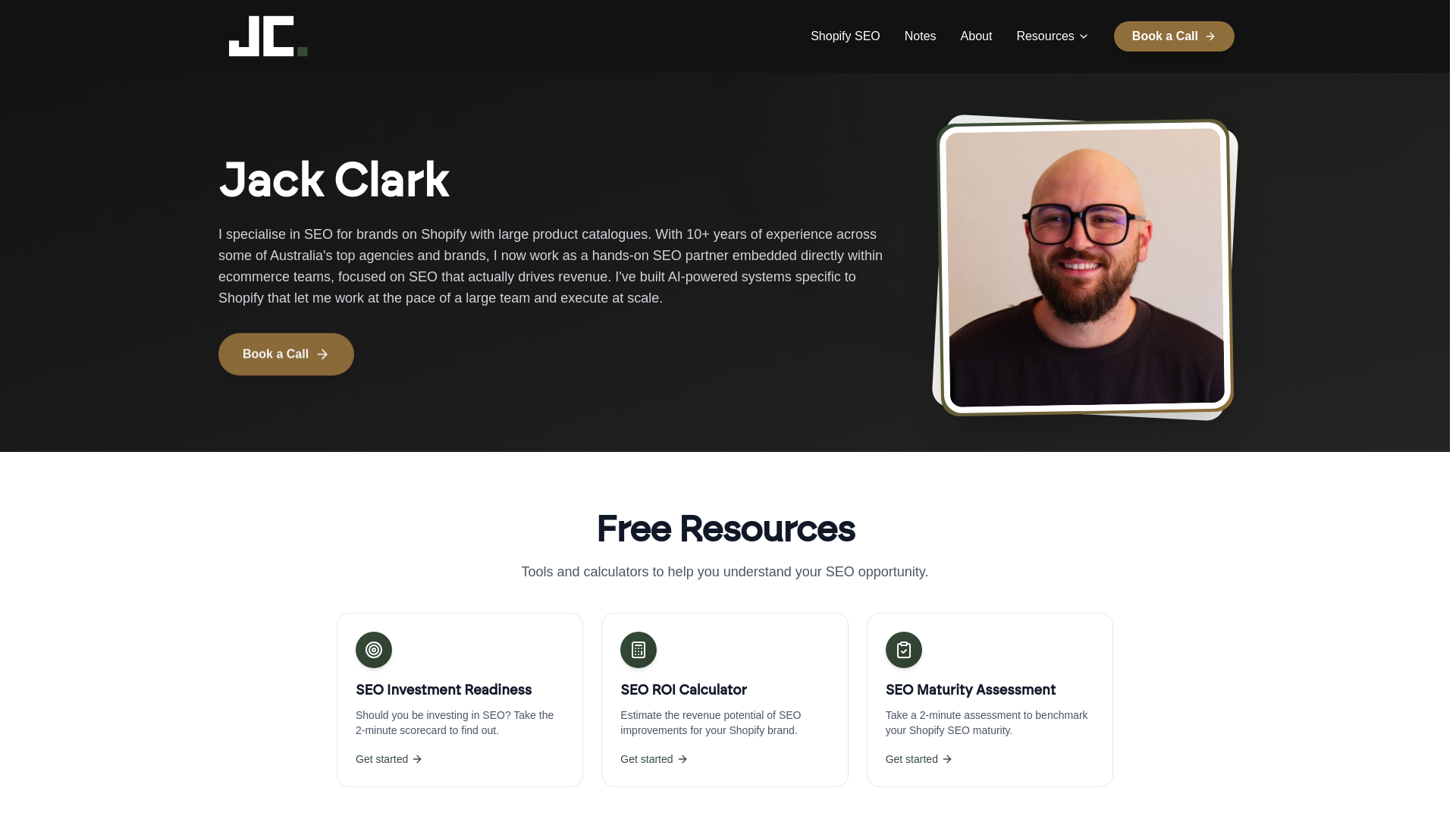 website screenshot of https://jclark.au/