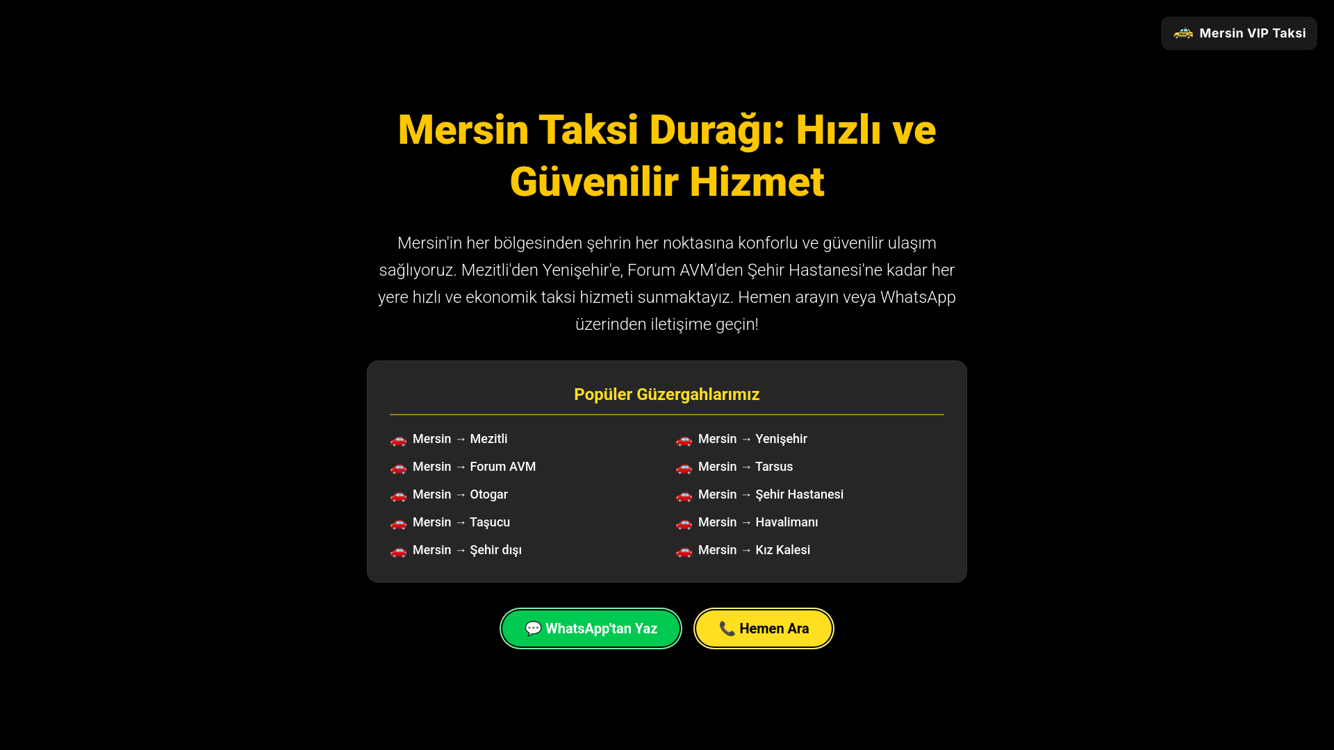 website screenshot of https://hizlitaksimersin.com.tr/