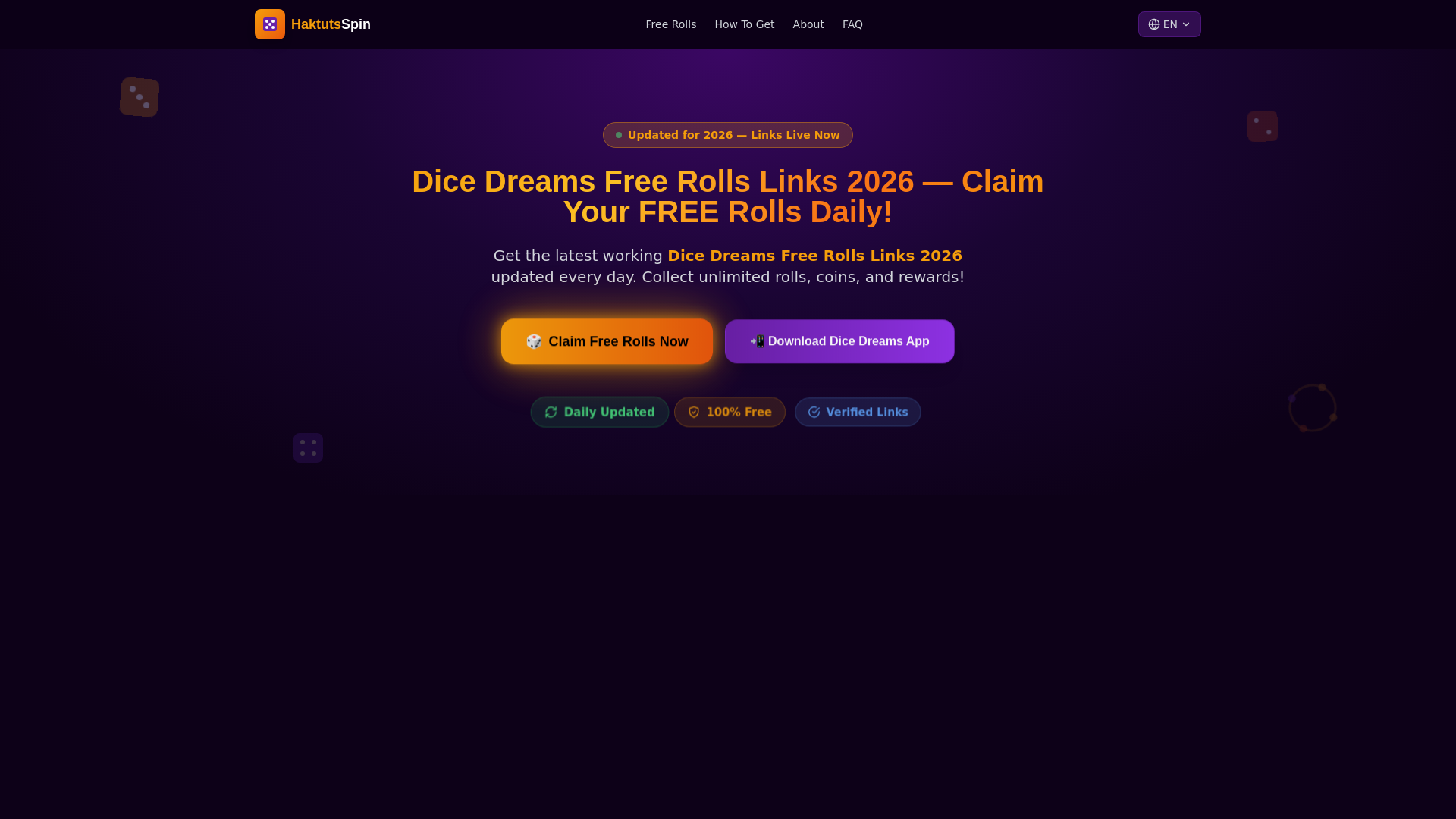 website screenshot of https://dice-dreams-free-rolls-links-2026.pages.dev/