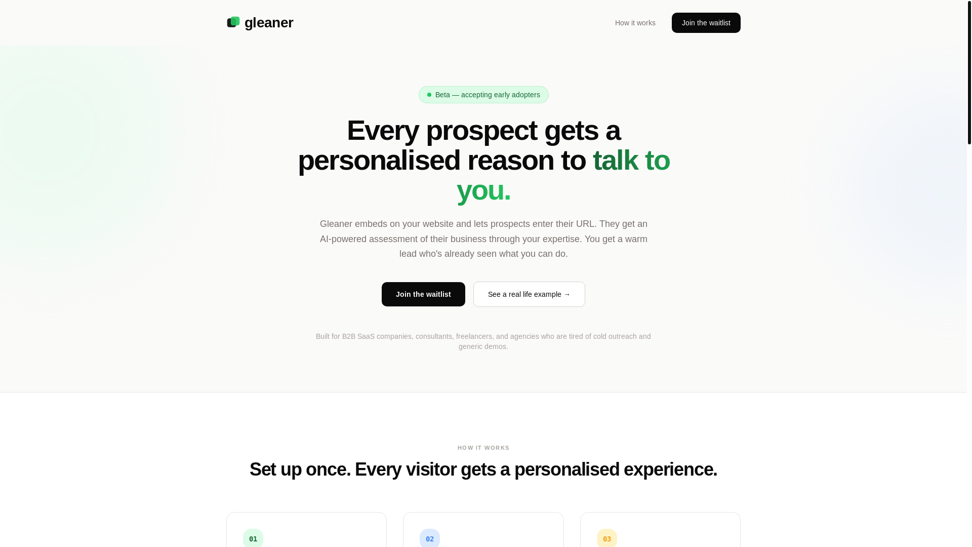 website screenshot of https://gleaner.pages.dev/