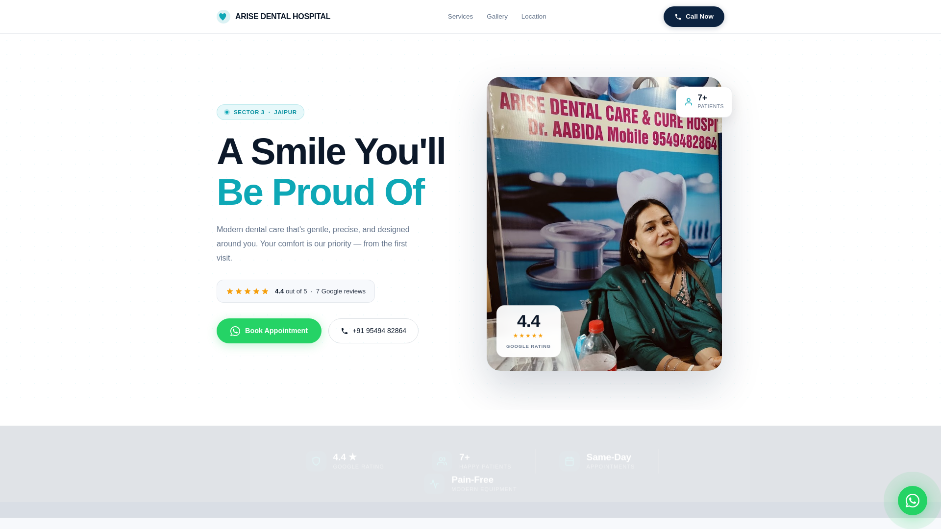 website screenshot of https://arise-dental-hospital-jaipur.pages.dev/