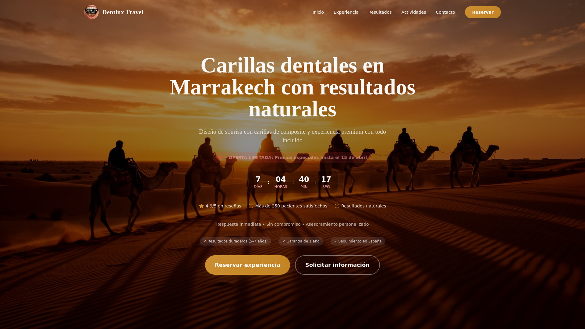 website screenshot of https://dentluxtravel.com