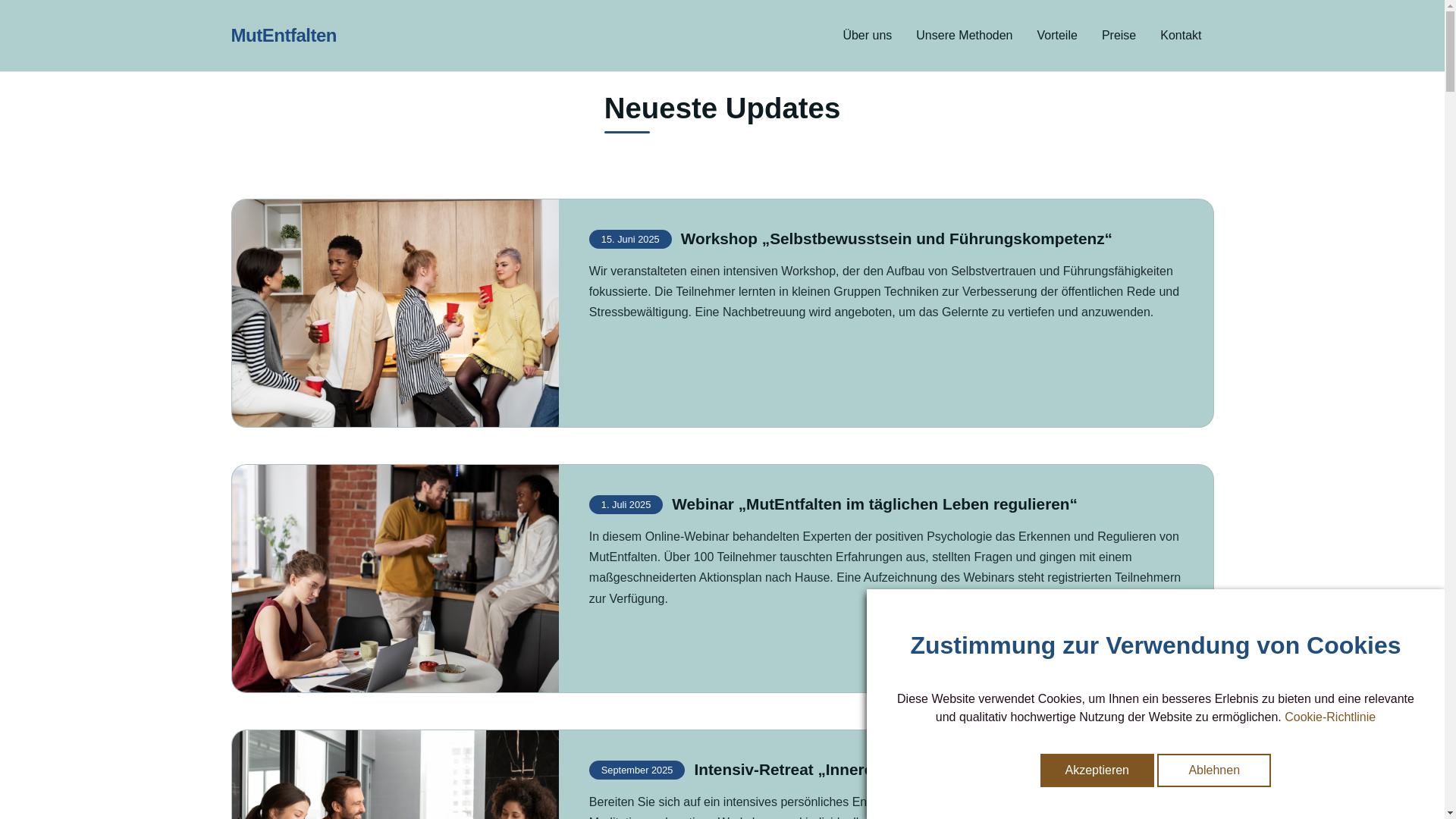 website screenshot of https://mutentfalten.com/